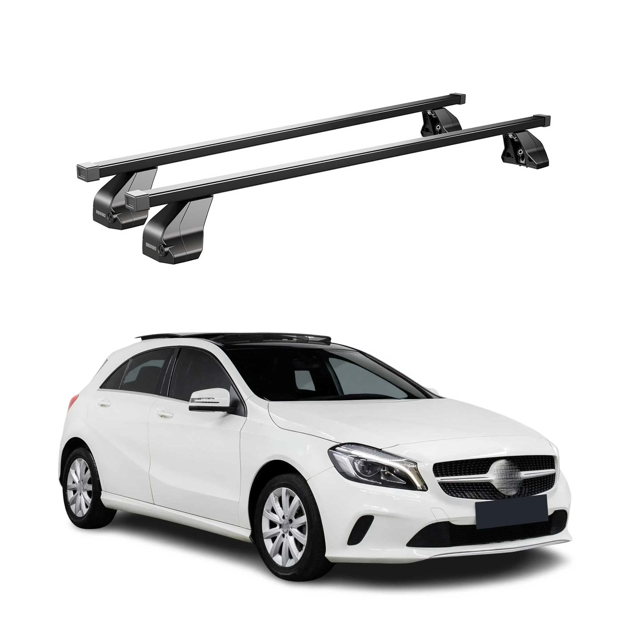 Menabo Dachträger für Mercedes A Klasse W176 2012-2018 75kg Stahl Schwarz 2x