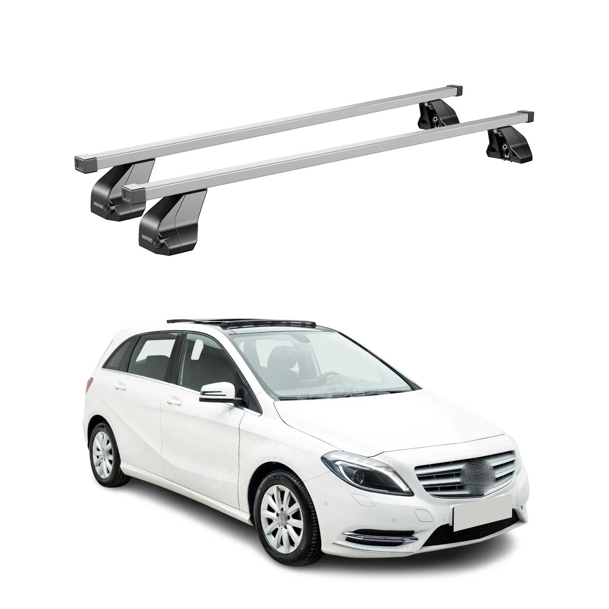 Menabo Dachträger für Mercedes B Klasse W246 2011-2018 75kg Stahl Silber 2x