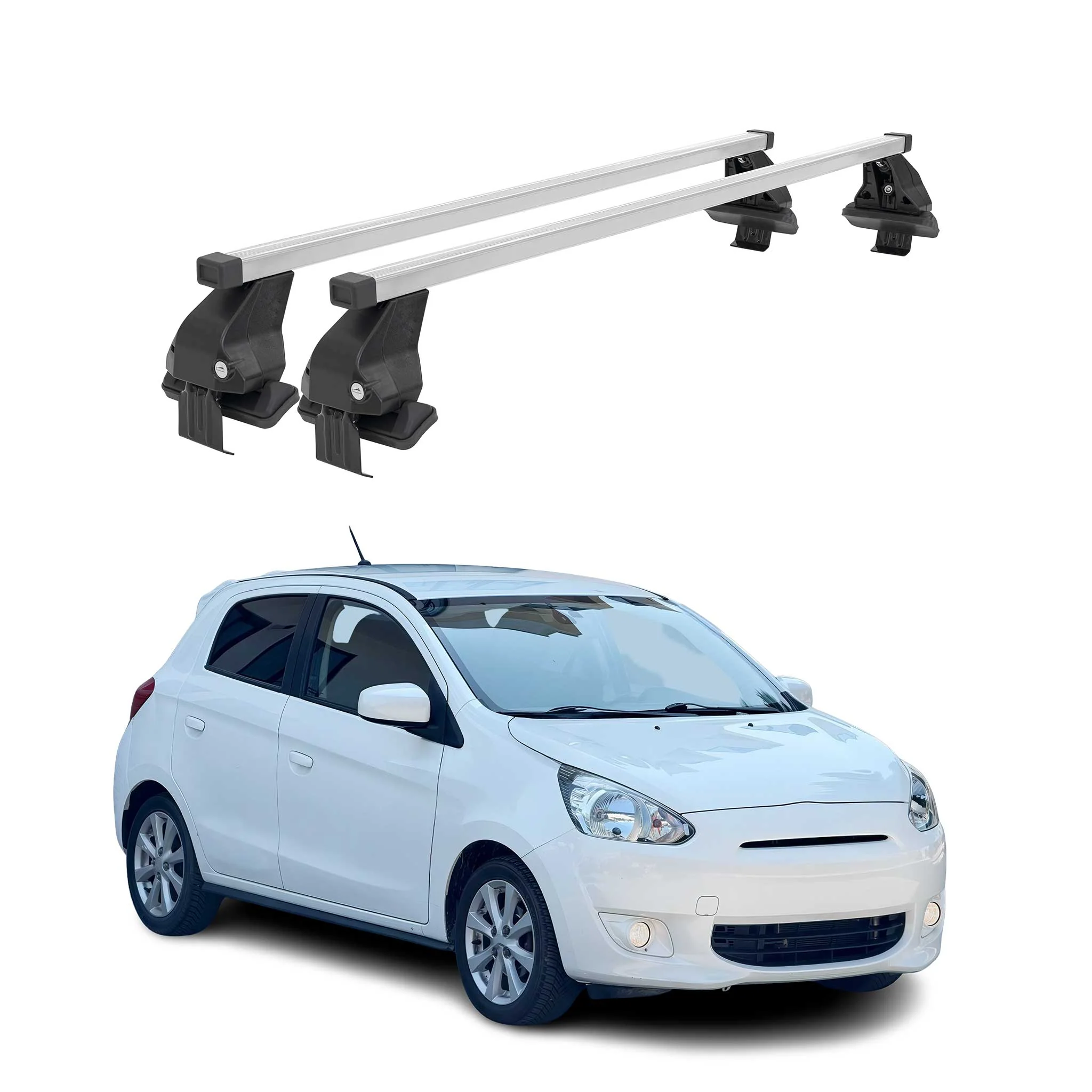 Menabo Dachträger für Mitsubishi Space Star mk2 2013-2016 Pre-FL 50kg Silber 2x