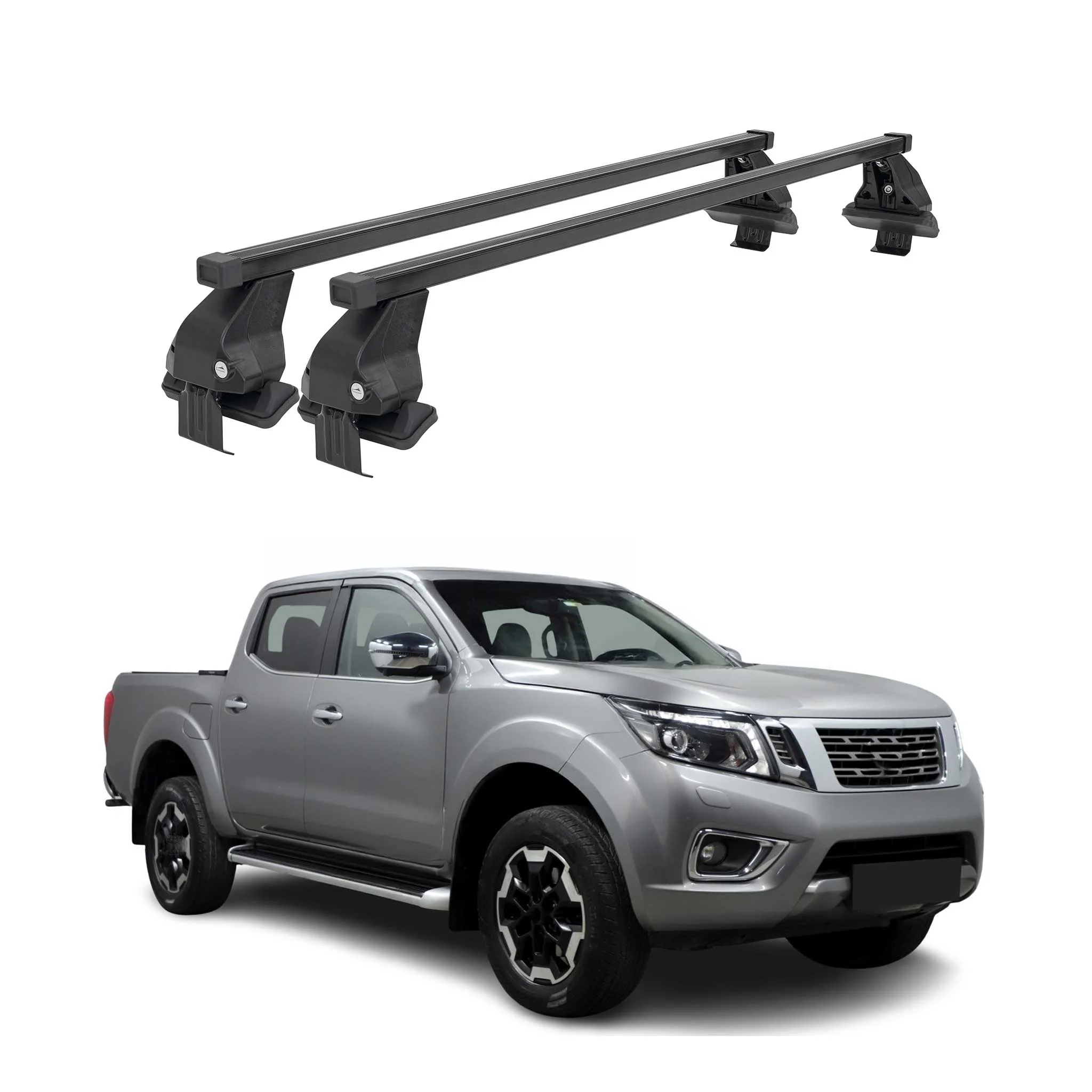 Menabo Dachträger Grundtäger für Nissan Navara 2015-2025 4 tür 50kg Schwarz 2x