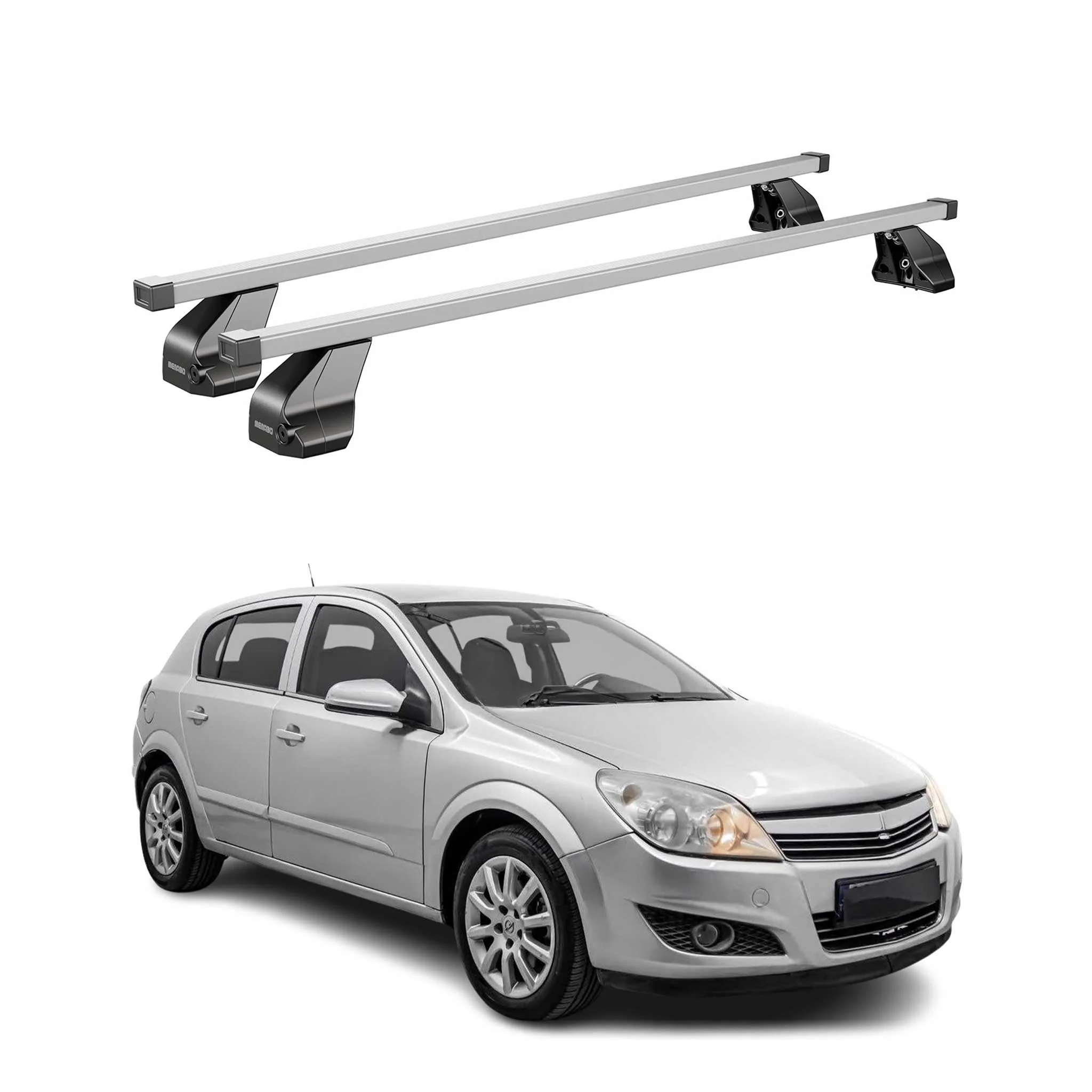 Menabo Dachträger Grundtäger für Opel Astra H 2004-2010 75kg Stahl Silber 2 tlg