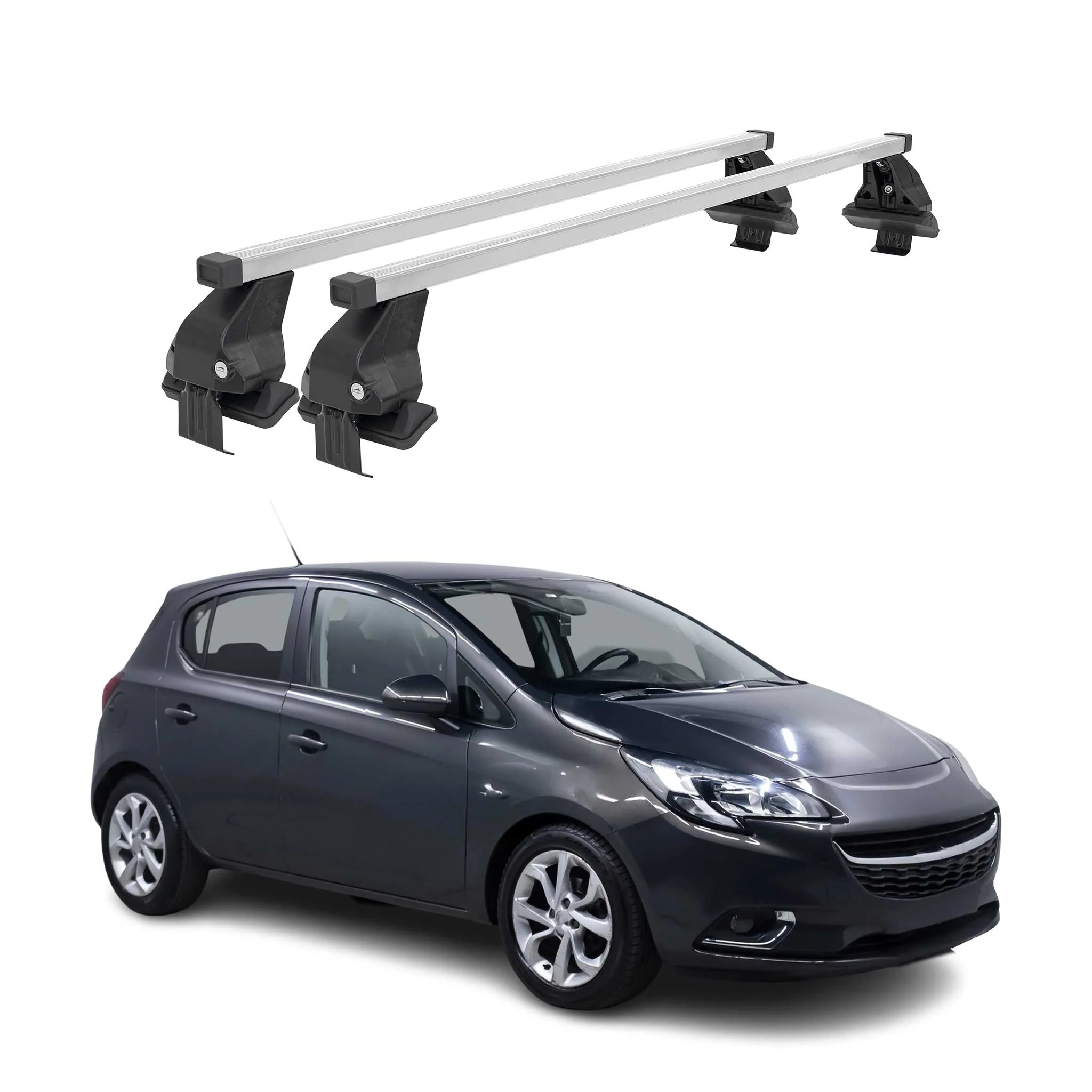 Menabo Dachträger Grundtäger für Opel Corsa E 2014-2019 50kg Stahl Silber 2 tlg