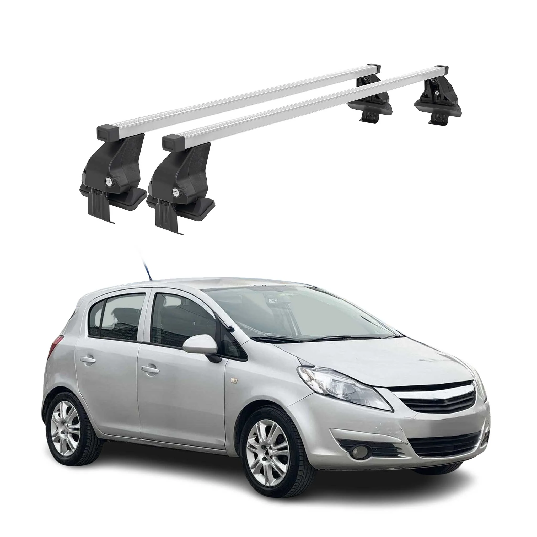 Menabo Dachträger für Opel Corsa D 2006-2010 Pre-FL 5tür 50kg Stahl Silber 2x