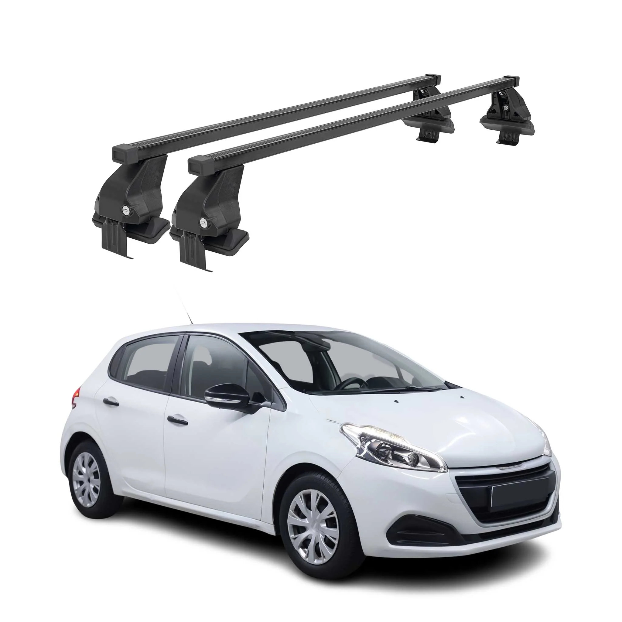 Menabo Dachträger Grundtäger für Peugeot 208 2015-2019 FL 50kg Stahl Schwarz 2x