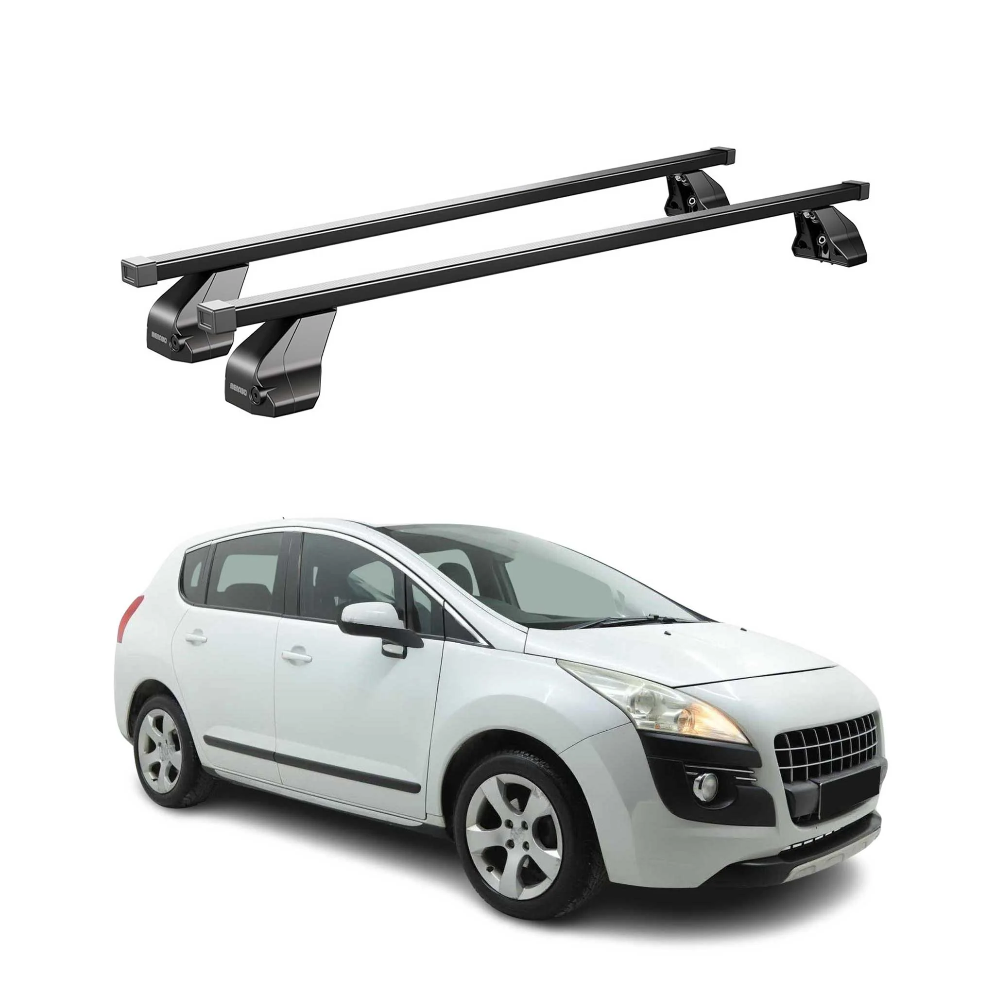 Menabo Dachträger Grundtäger für Peugeot 3008 2009-2016 75kg Stahl Schwarz 2 tlg
