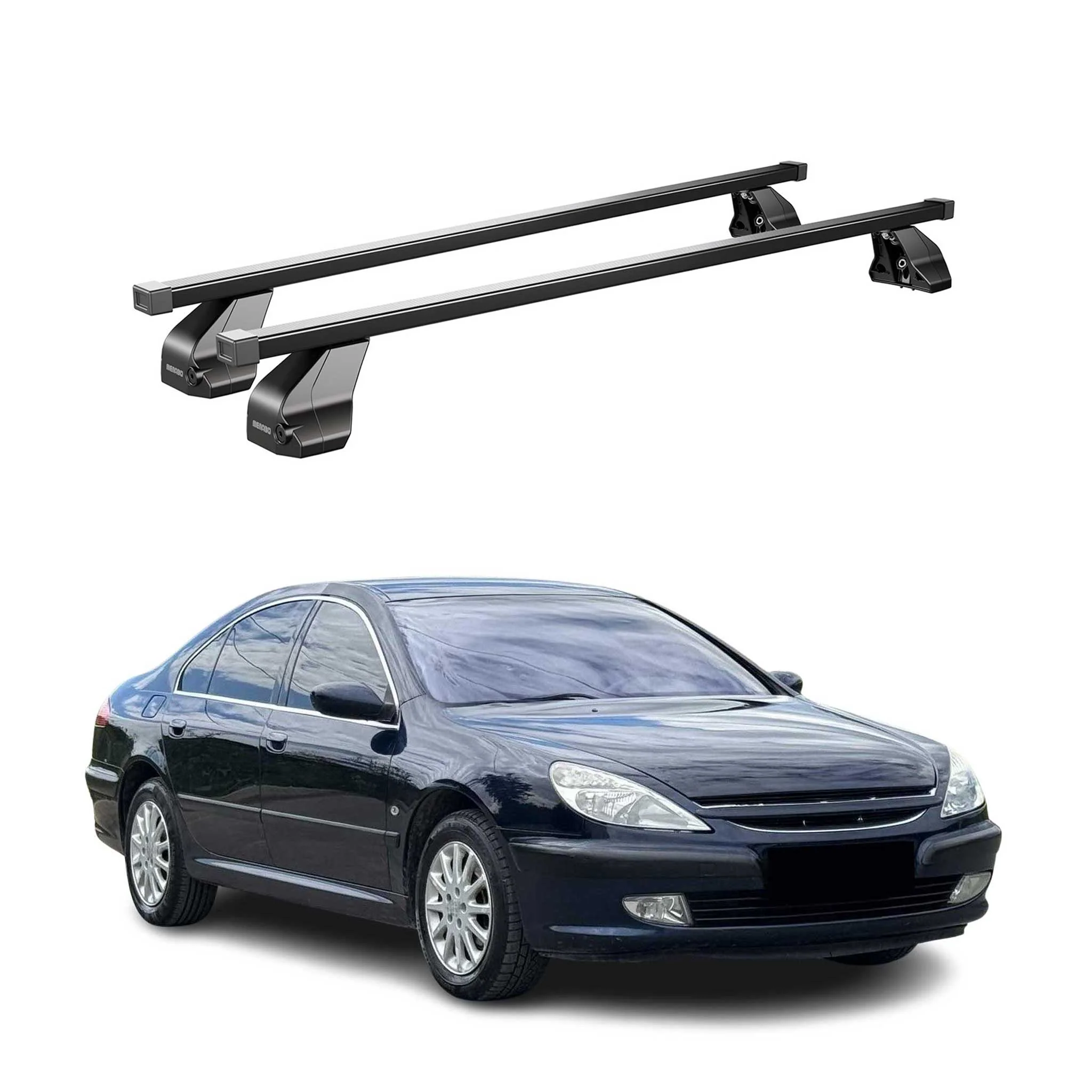 Menabo Dachträger Grundtäger für Peugeot 607 2005-2010 FL 75kg Stahl Schwarz 2x