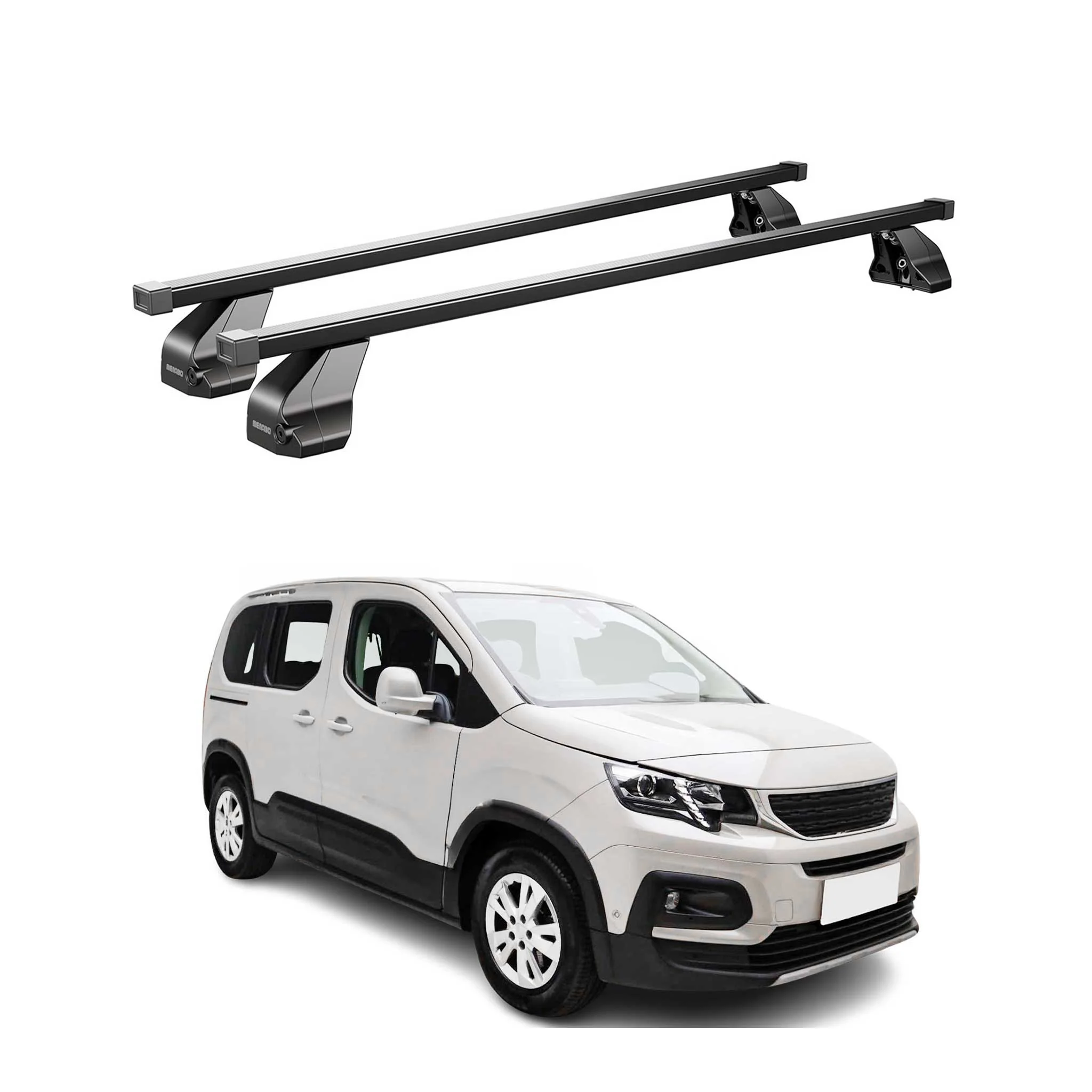Menabo Dachträger Grundtäger für Peugeot Rifter 2018-2026 75kg Stahl Schwarz 2x