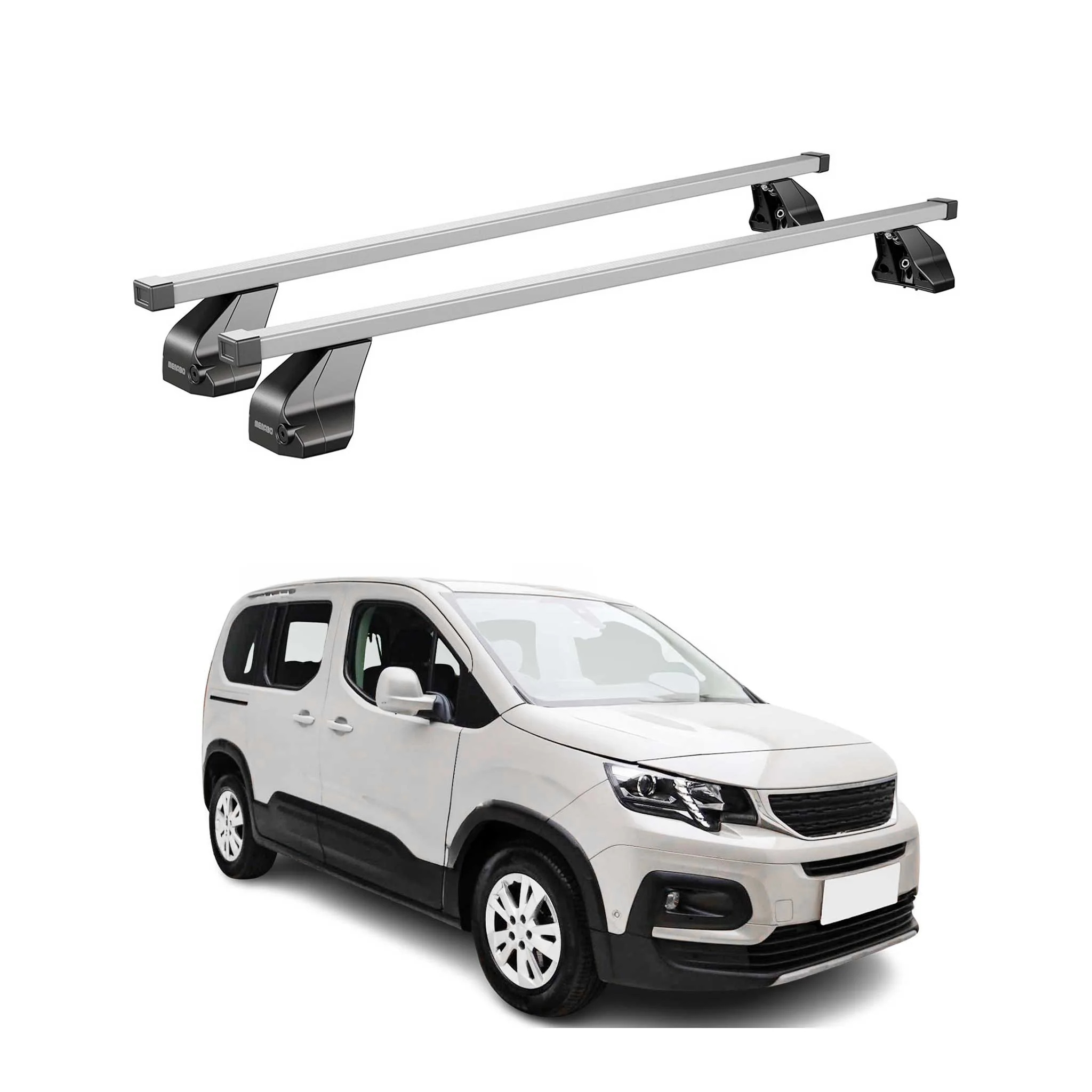 Menabo Dachträger Grundtäger für Peugeot Rifter 2018-2026 75kg Stahl Silber 2x