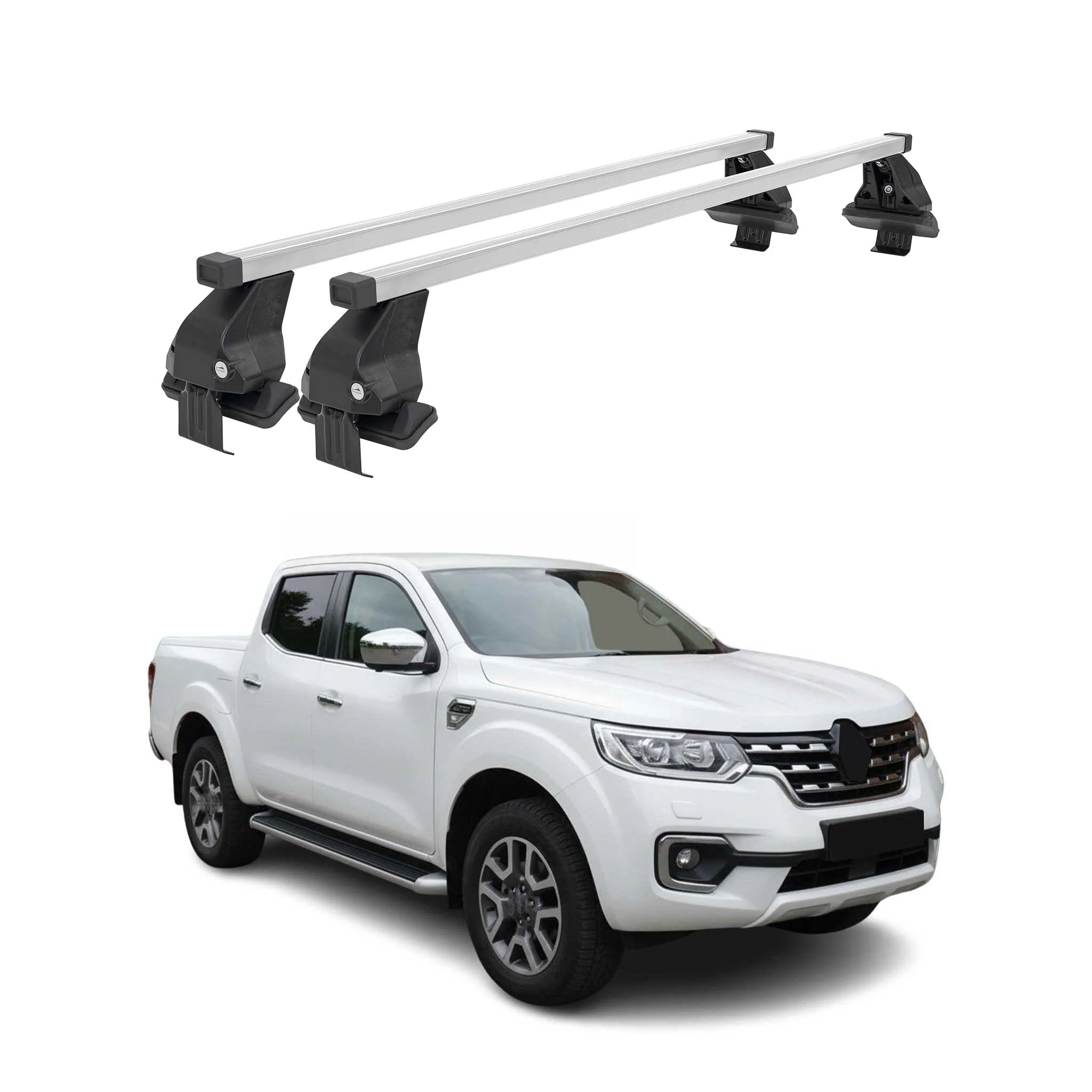 Menabo Dachträger Grundtäger für Renault Alaskan 2017-2021 50kg Stahl Silber 2x