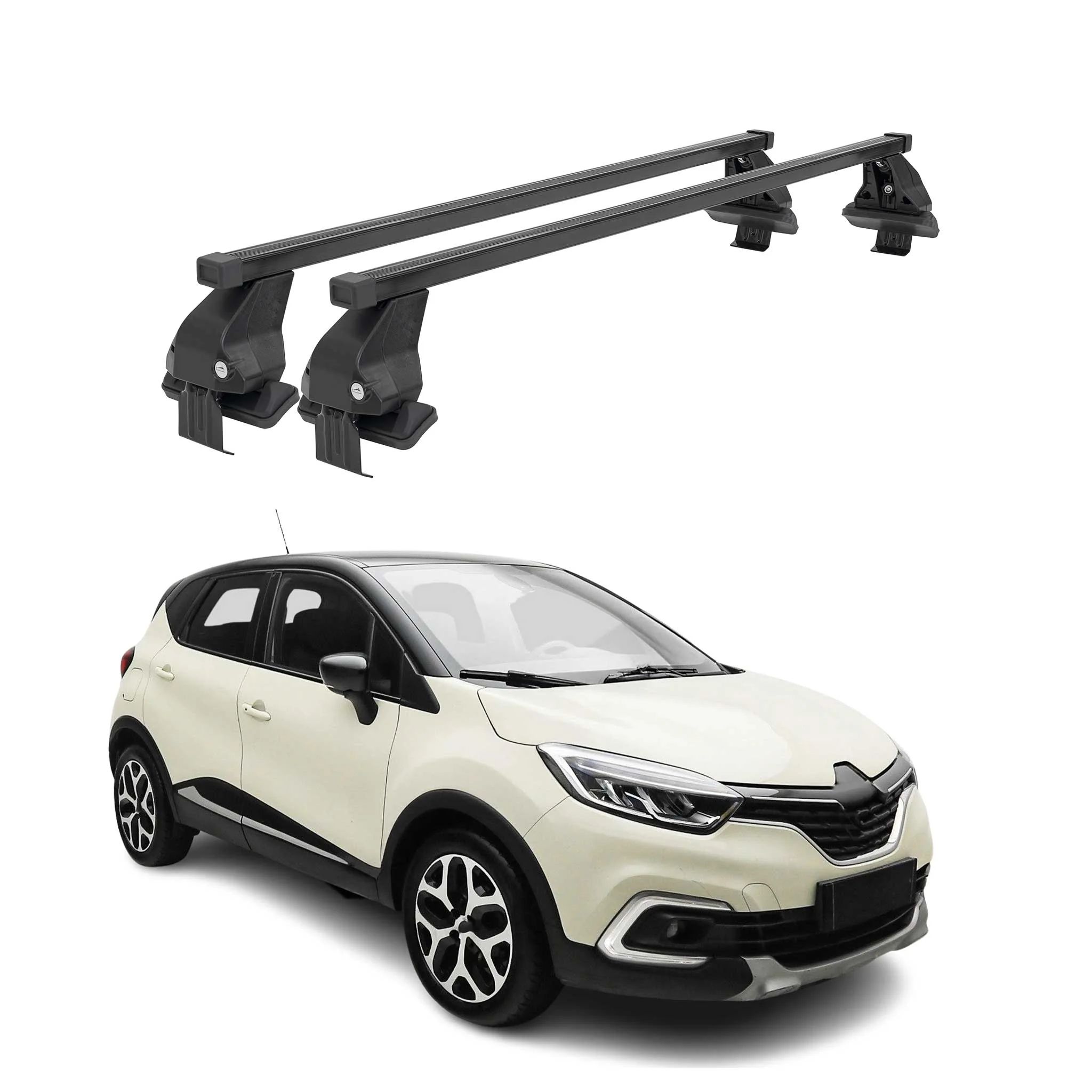 Menabo Dachträger für Renault Captur mk1 2013-2017 Pre-FL 50kg Stahl Schwarz 2x