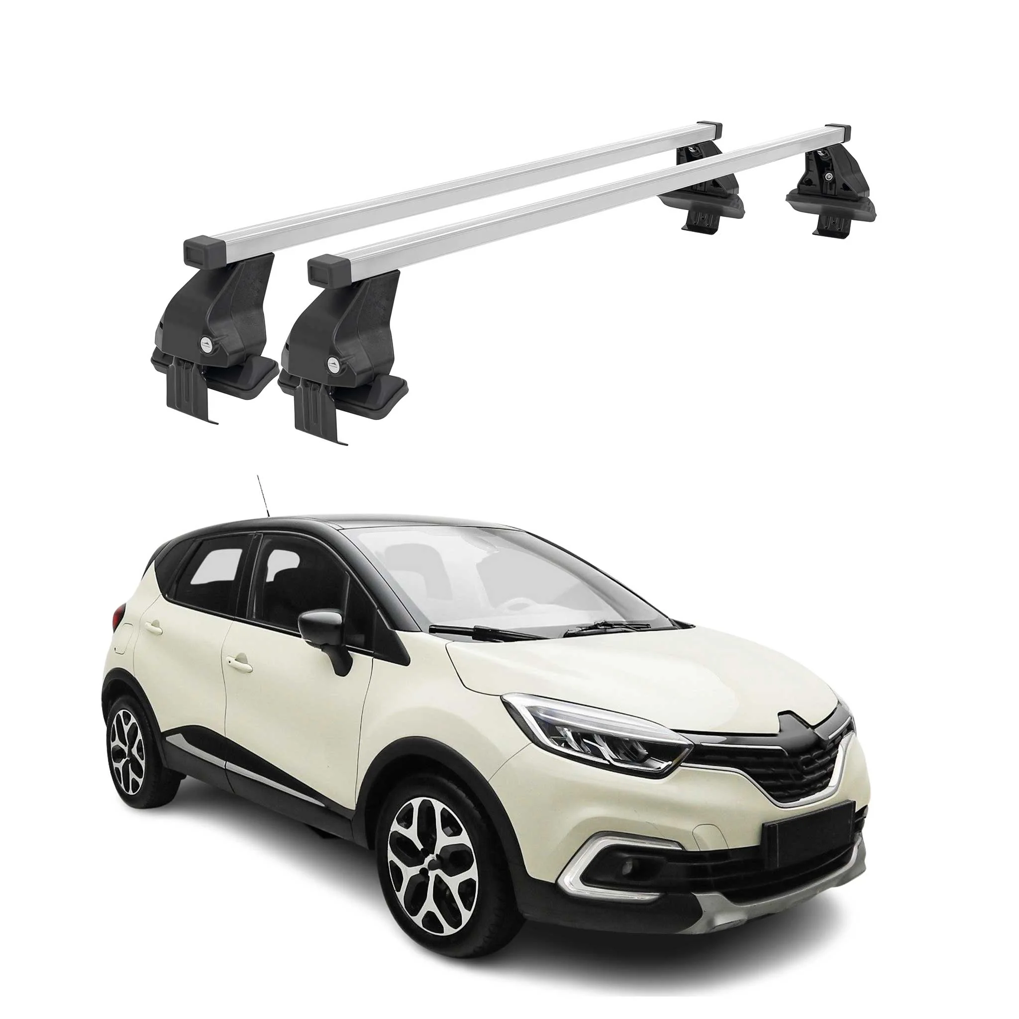 Menabo Dachträger für Renault Captur mk1 2013-2017 Pre-FL 50kg Stahl Silber 2x