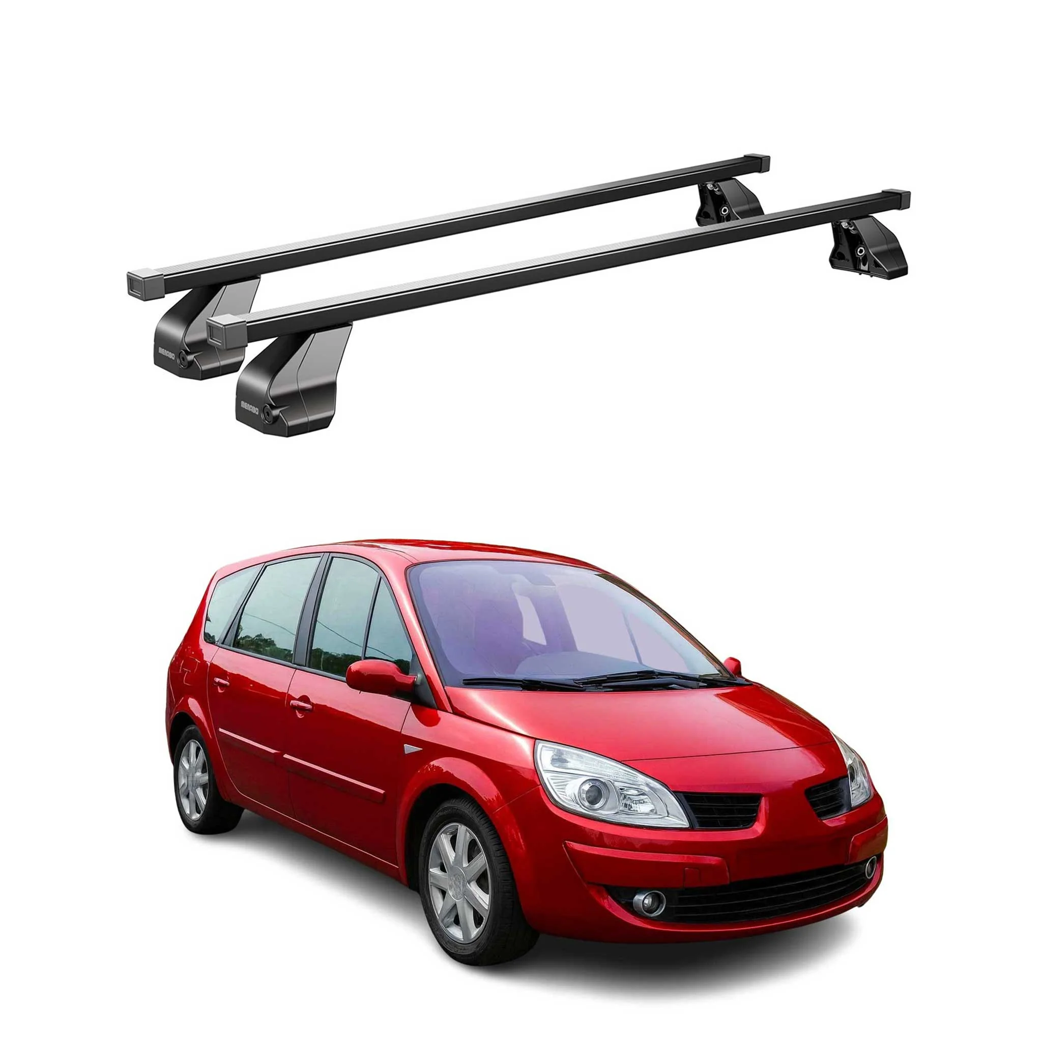 Menabo Dachträger für Renault Grand Scenic mk2 2003-2009 75kg Stahl Schwarz 2x