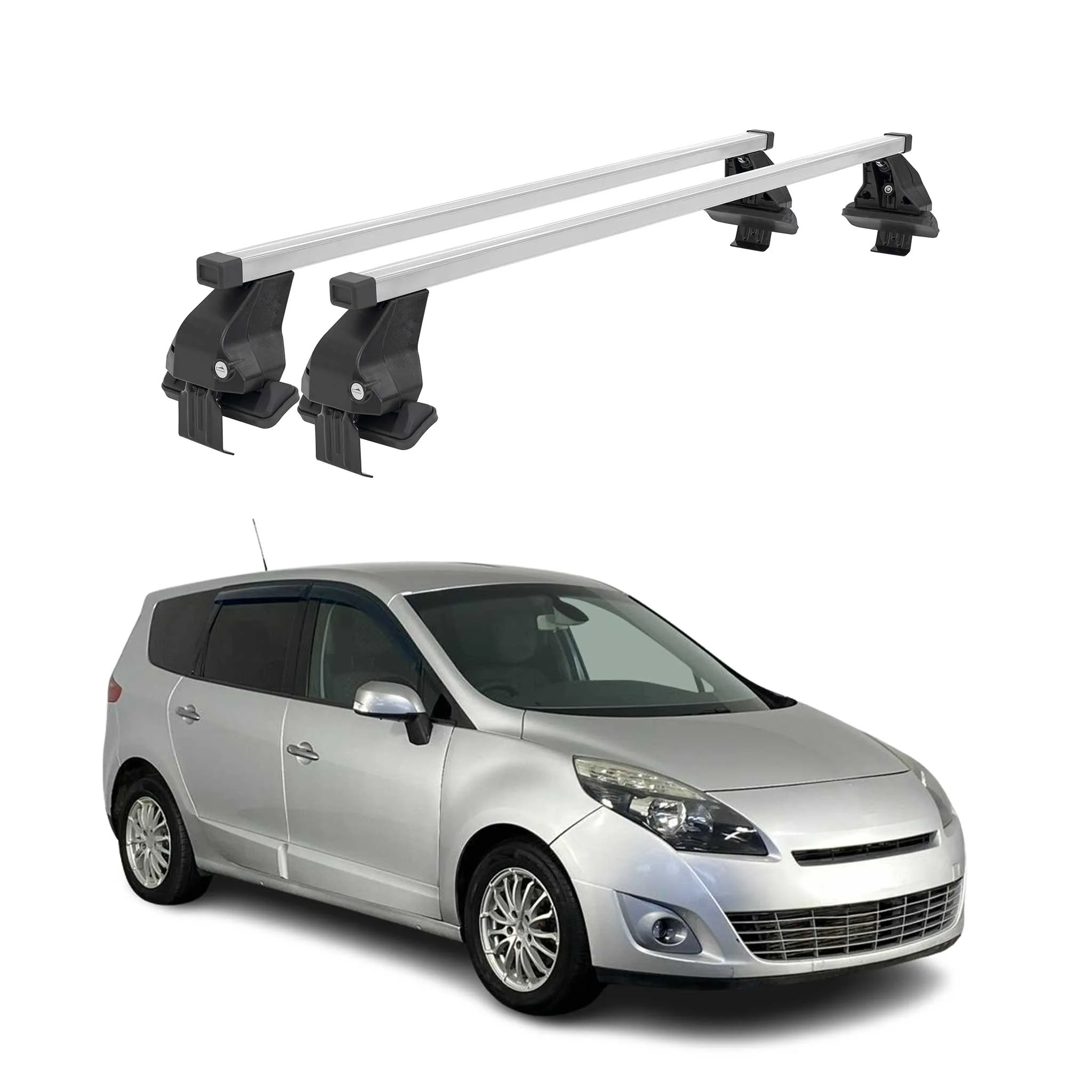 Menabo Dachträger für Renault Grand Scenic mk3 2009-2013 Pre-FL 50kg Silber 2x