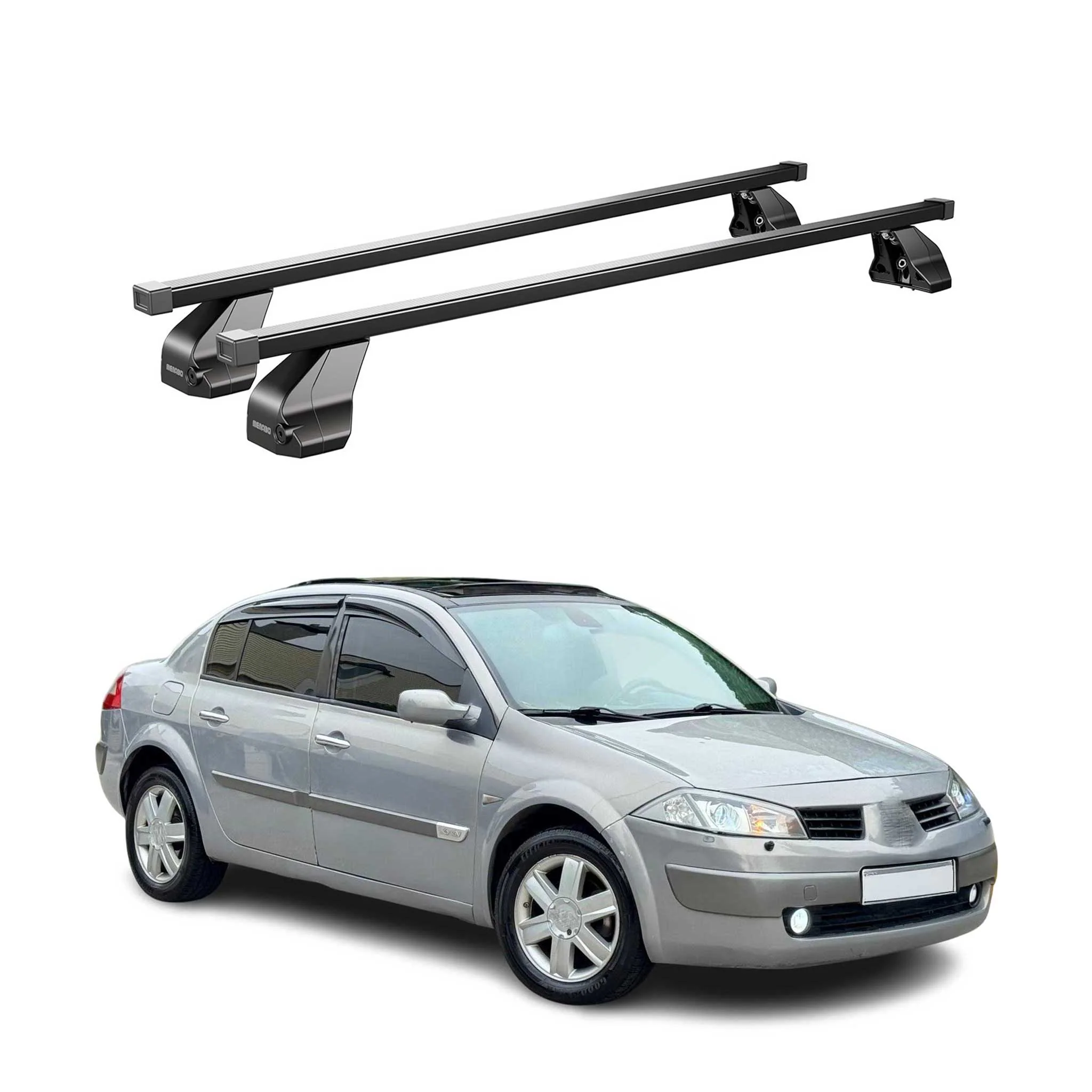 Menabo Dachträger Grundtäger für Renault Megane 2002-2009 75kg Stahl Schwarz 2x
