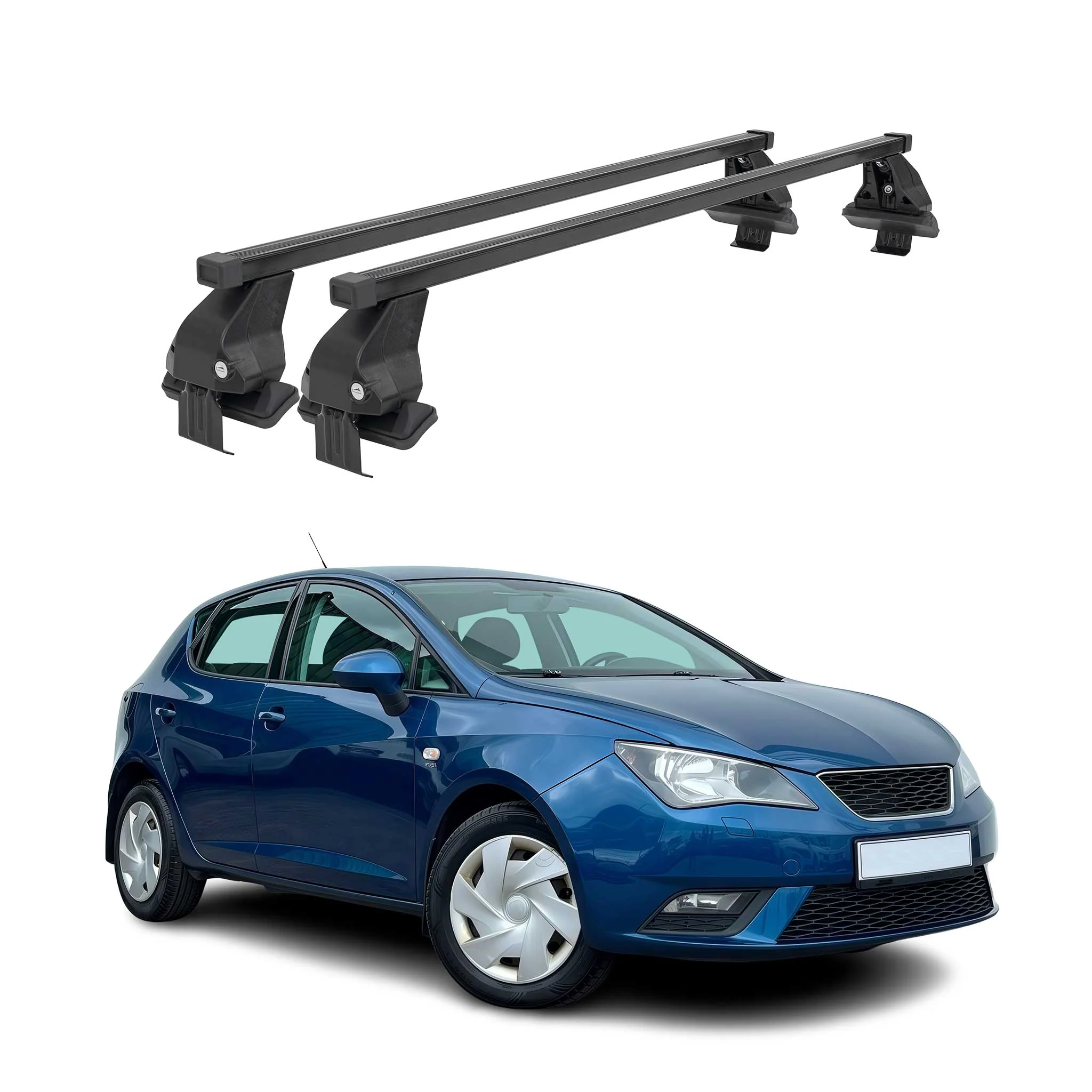 Menabo Dachträger Grundtäger für Seat Ibiza mk4 2008-2017 50kg Stahl Schwarz 2x