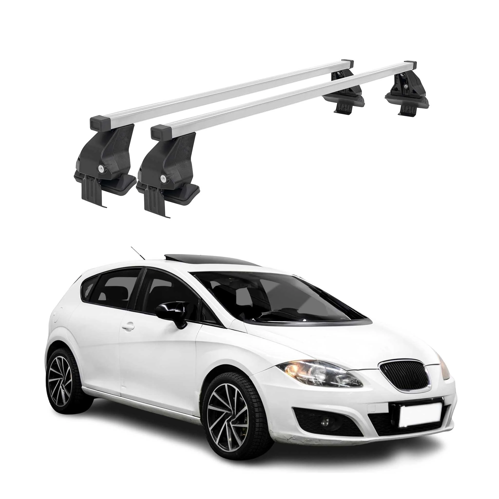 Menabo Dachträger Grundtäger für Seat Leon mk2 2009-2012 FL 50kg Stahl Silber 2x