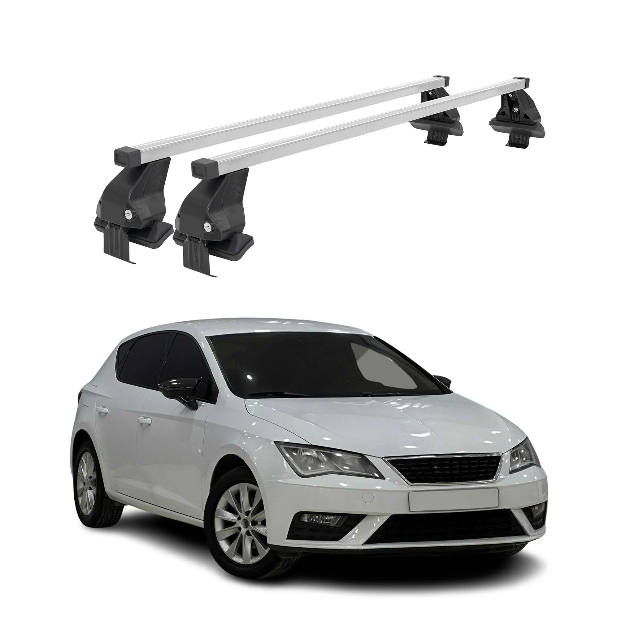 Menabo Dachträger Grundtäger für Seat Leon mk3 2012-2020 50kg Stahl Silber 2 tlg