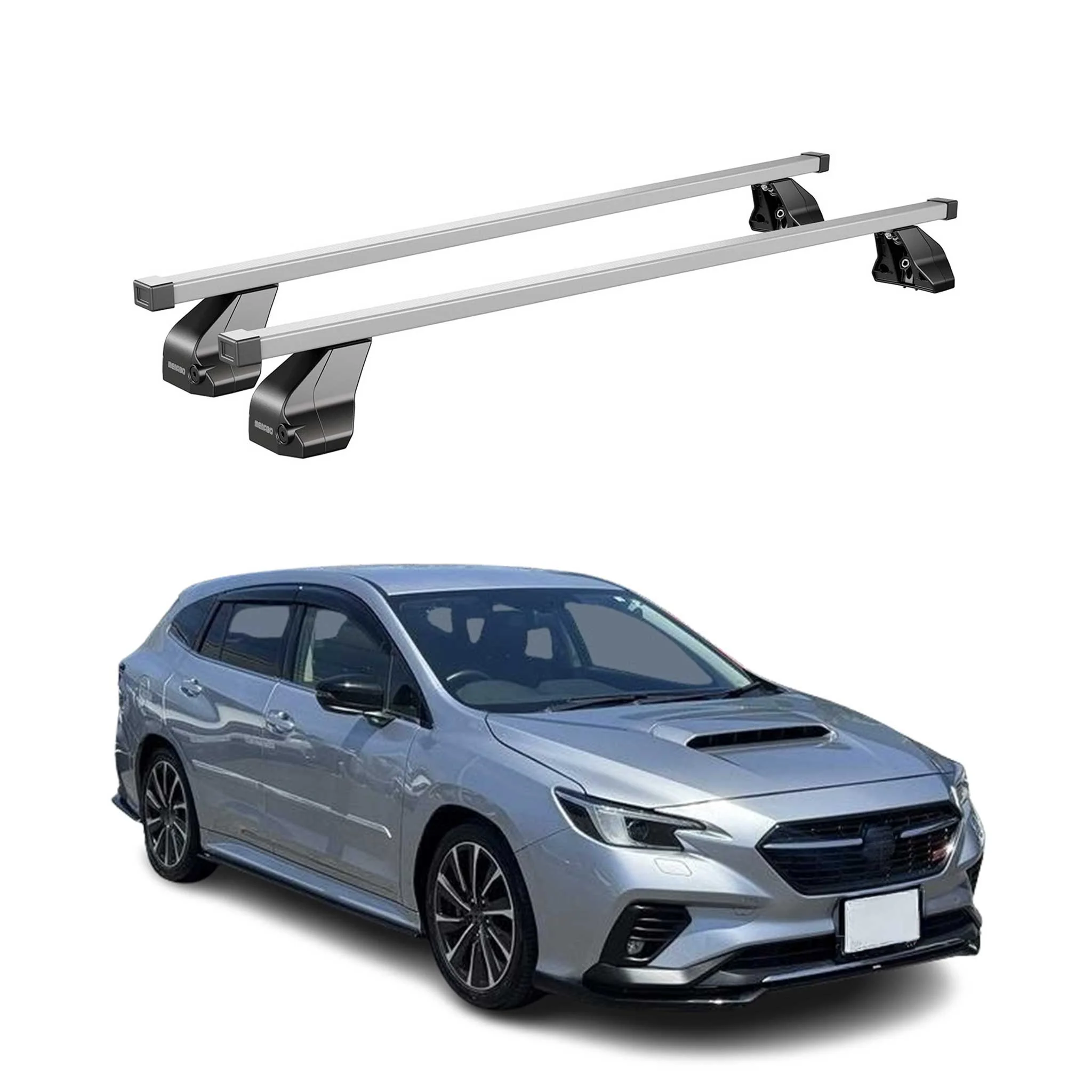 Menabo Dachträger Grundtäger für Subaru Levorg 2015-2020 75kg Stahl Silber 2 tlg