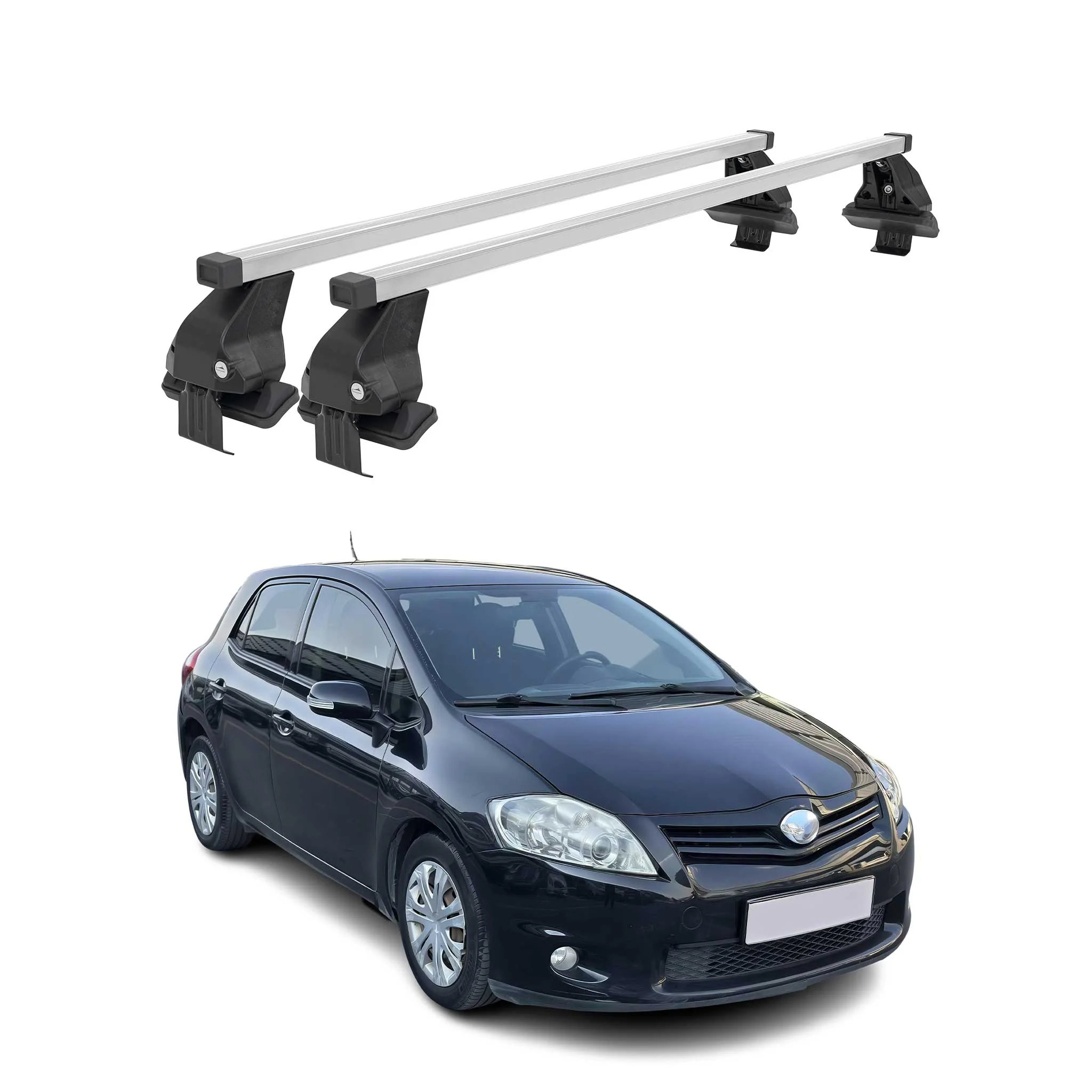 Menabo Dachträger für Toyota Auris mk1 Schrägheck 2006-2012 50kg Stahl Silber 2x