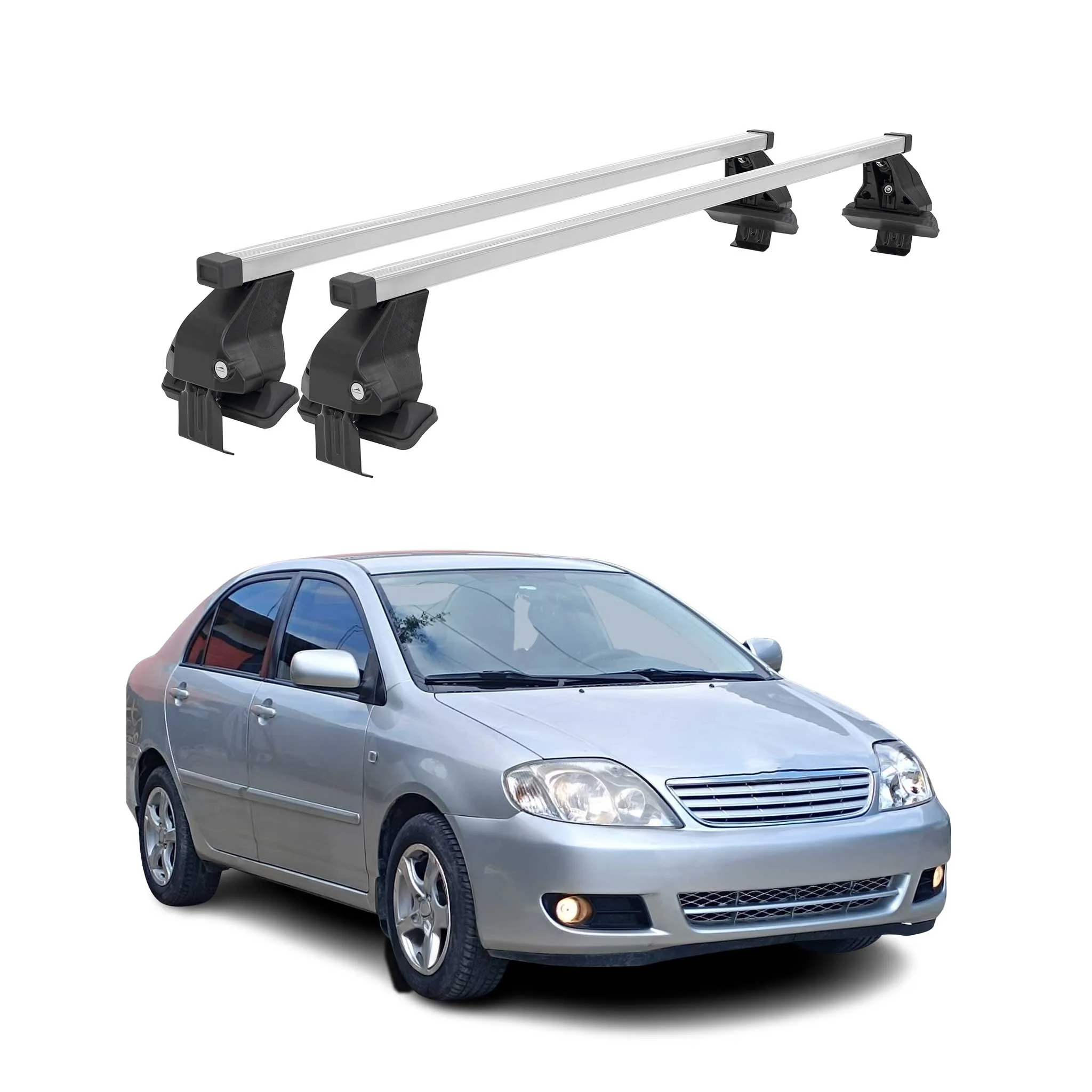 Menabo Dachträger für Toyota Corolla E12 Limo 2002-2019 50kg Stahl Silber 2x