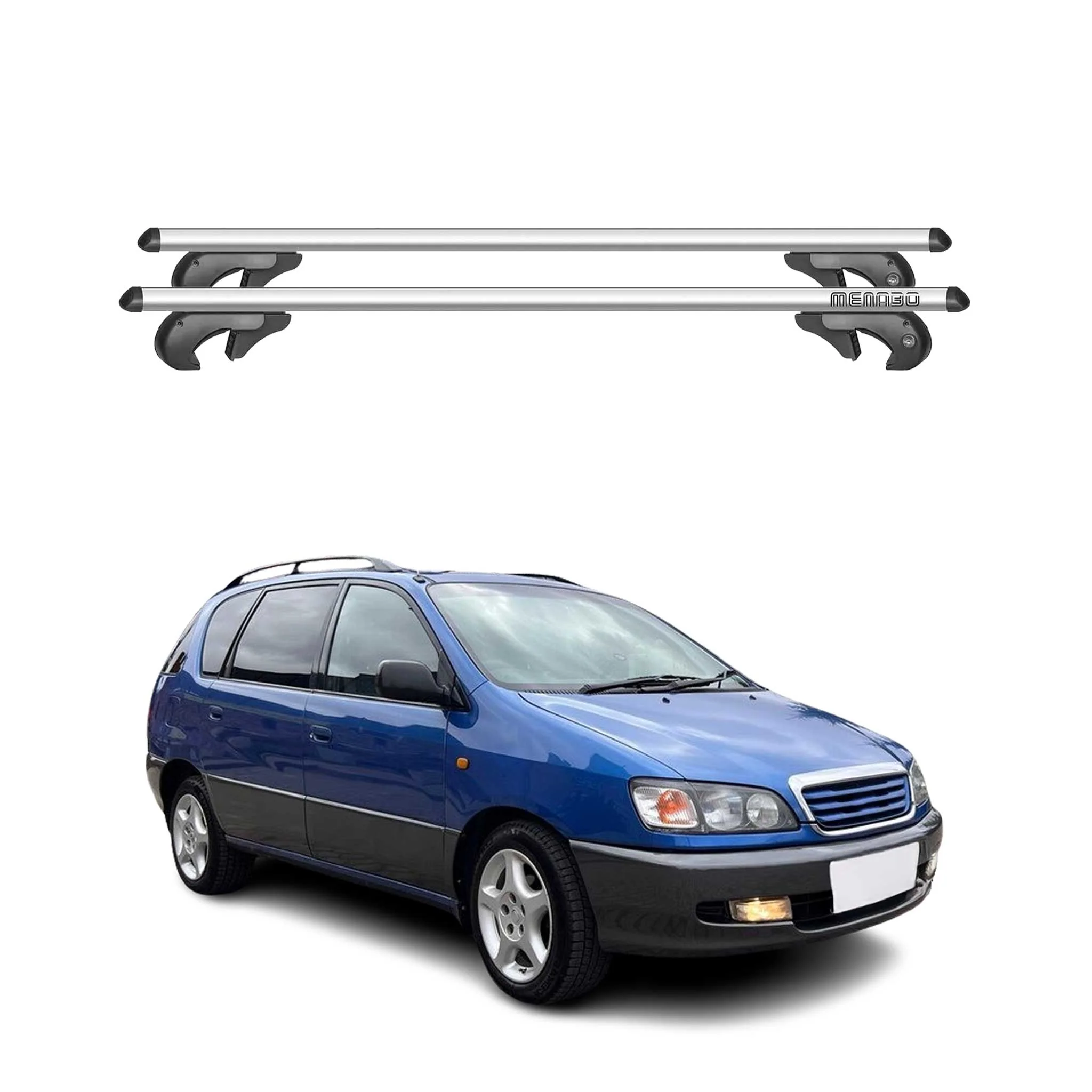 Menabo Dachträger Grundtäger für Toyota Picnic 1996-2001 90kg Alu Silber 2tlg