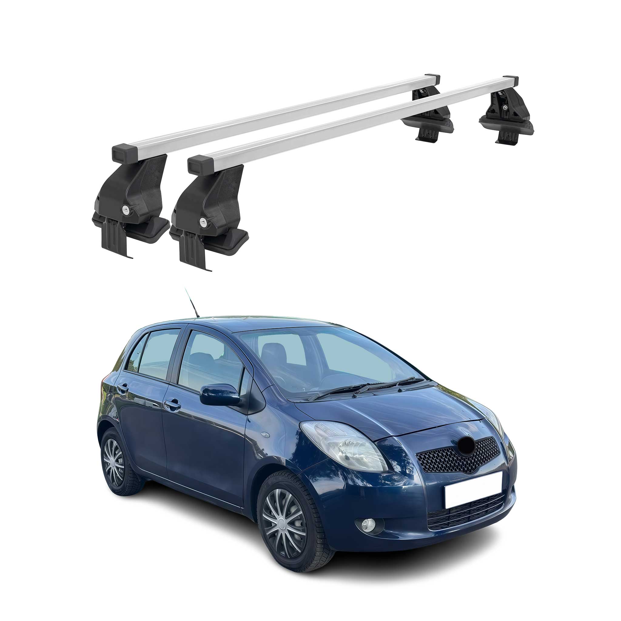 Menabo Dachträger Grundtäger für Toyota Yaris 2005-2011 50kg Stahl Silber 2 tlg
