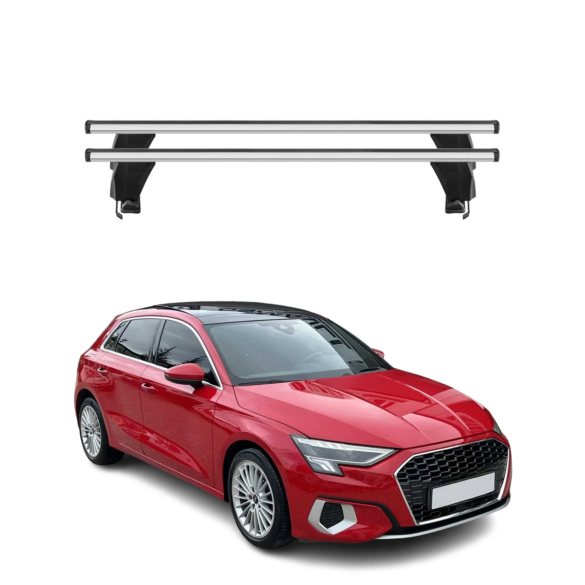 Menabo Dachträger Grundtäger für Audi A3 8Y Sportback 2020-2026 Alu Silber 2 tlg