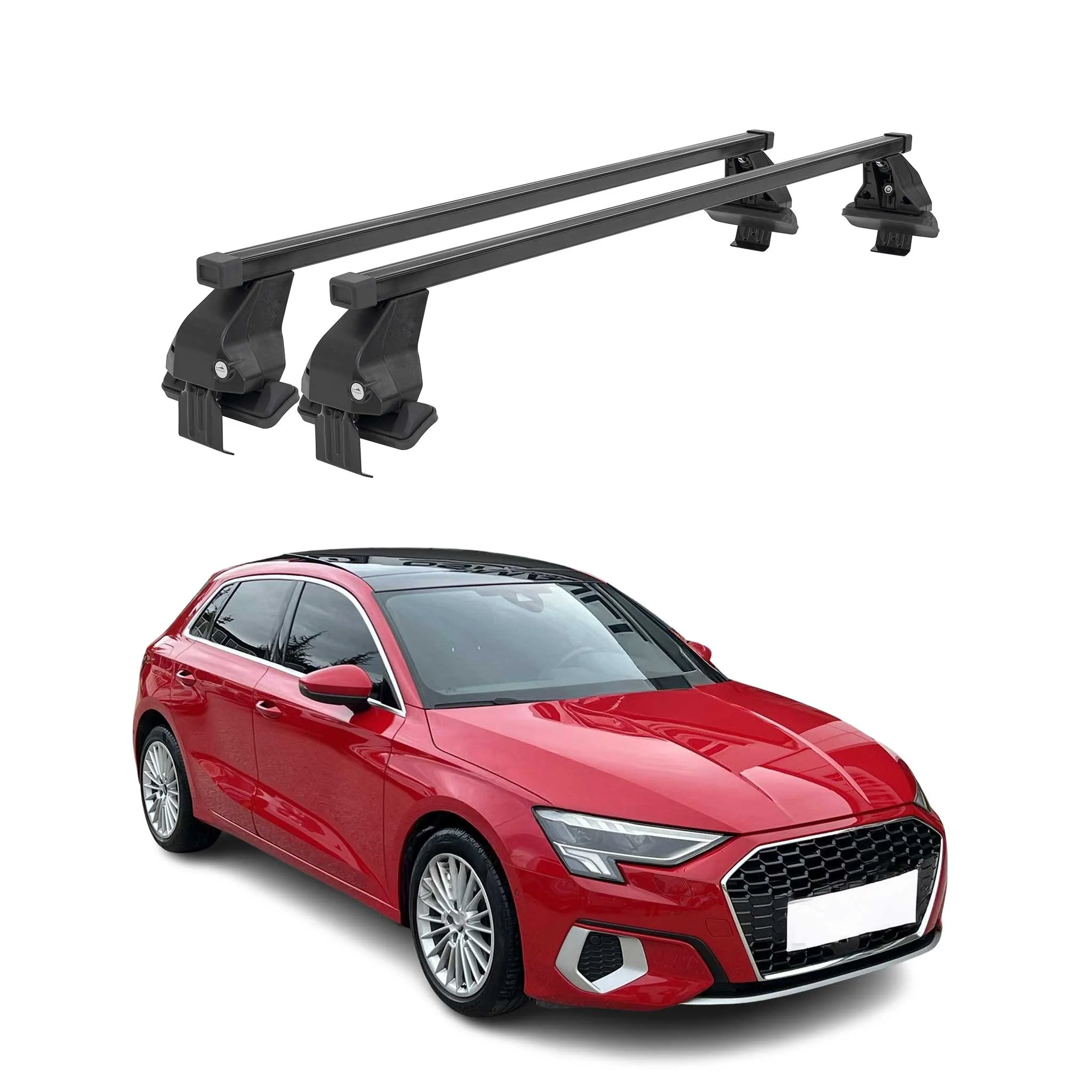 Menabo Dachträger Grundtäger für Audi A3 8Y Sportback 2020-2026 Schwarz Stahl 2x