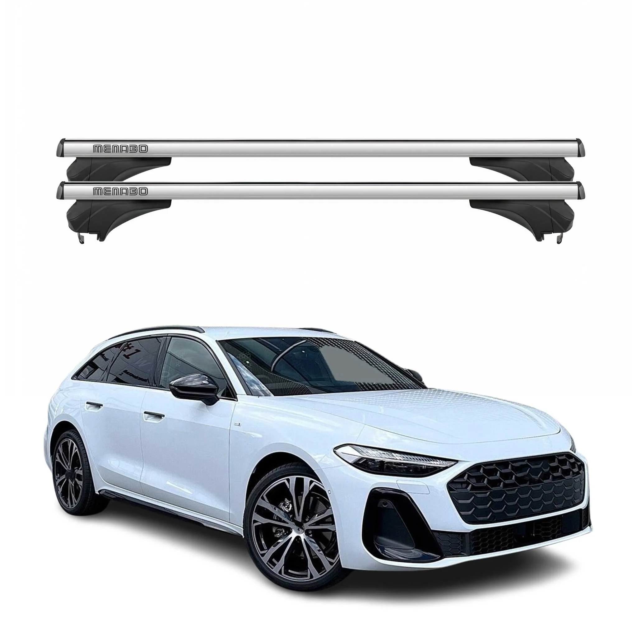 Menabo Dachträger Grundtäger für Audi A5 B10 Avant 2024-2026 Aluminium Silber 2x