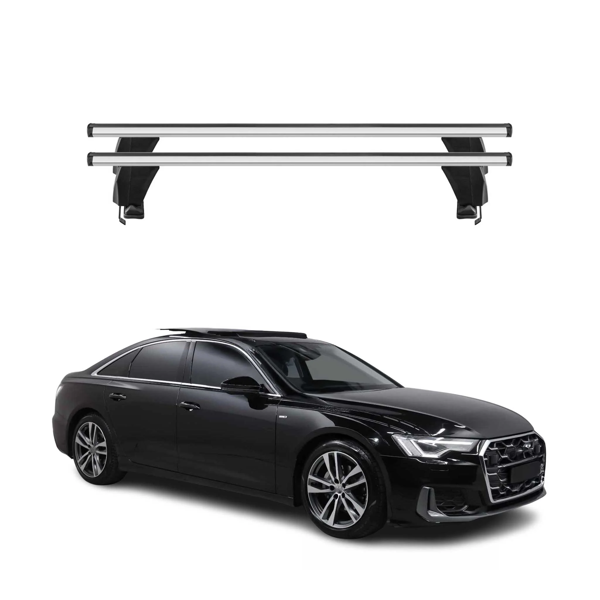 Menabo Dachträger Grundtäger für Audi A6 C8 Limo 2018-2025 50kg Alu Silber 2 tlg