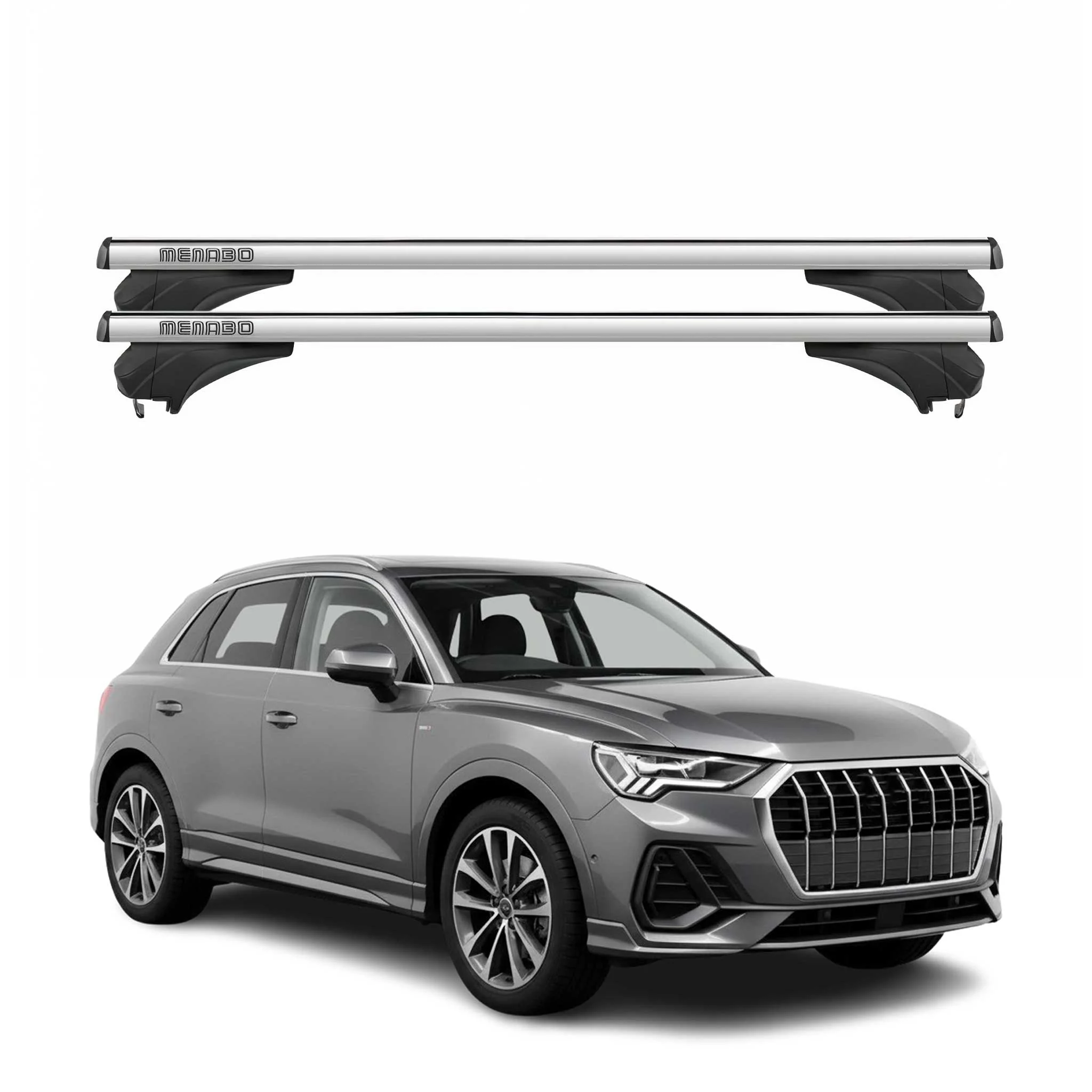 Menabo Dachträger Grundtäger für Audi Q3 F3 2018-2025 Aluminium Silber 2 tlg