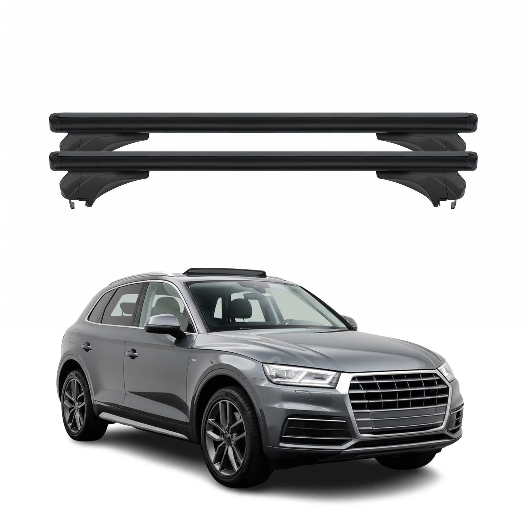 Menabo Dachträger Grundtäger für Audi Q5 FY 2017-2024 Aluminium Schwarz 2 tlg