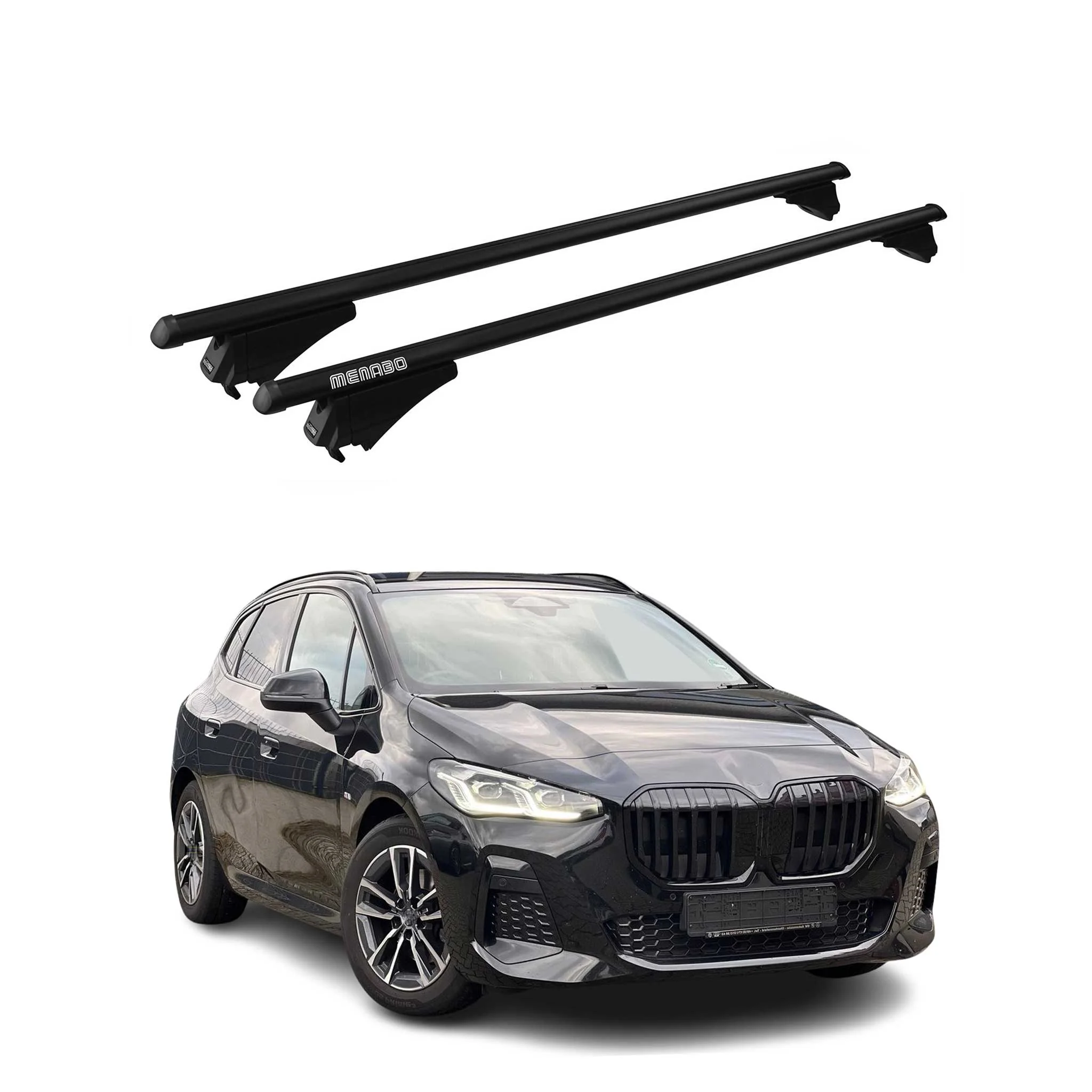 Menabo Dachträger Grundtäger für BMW 2 Active Tourer U06 2021-26 Alu Schwarz 2x