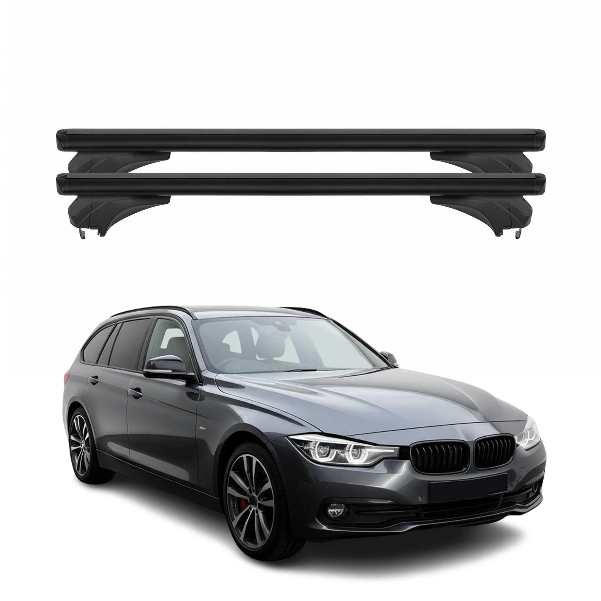Menabo Dachträger Grundtäger für BMW 3er F31 Touring 2012-2018 Alu Schwarz 2 tlg