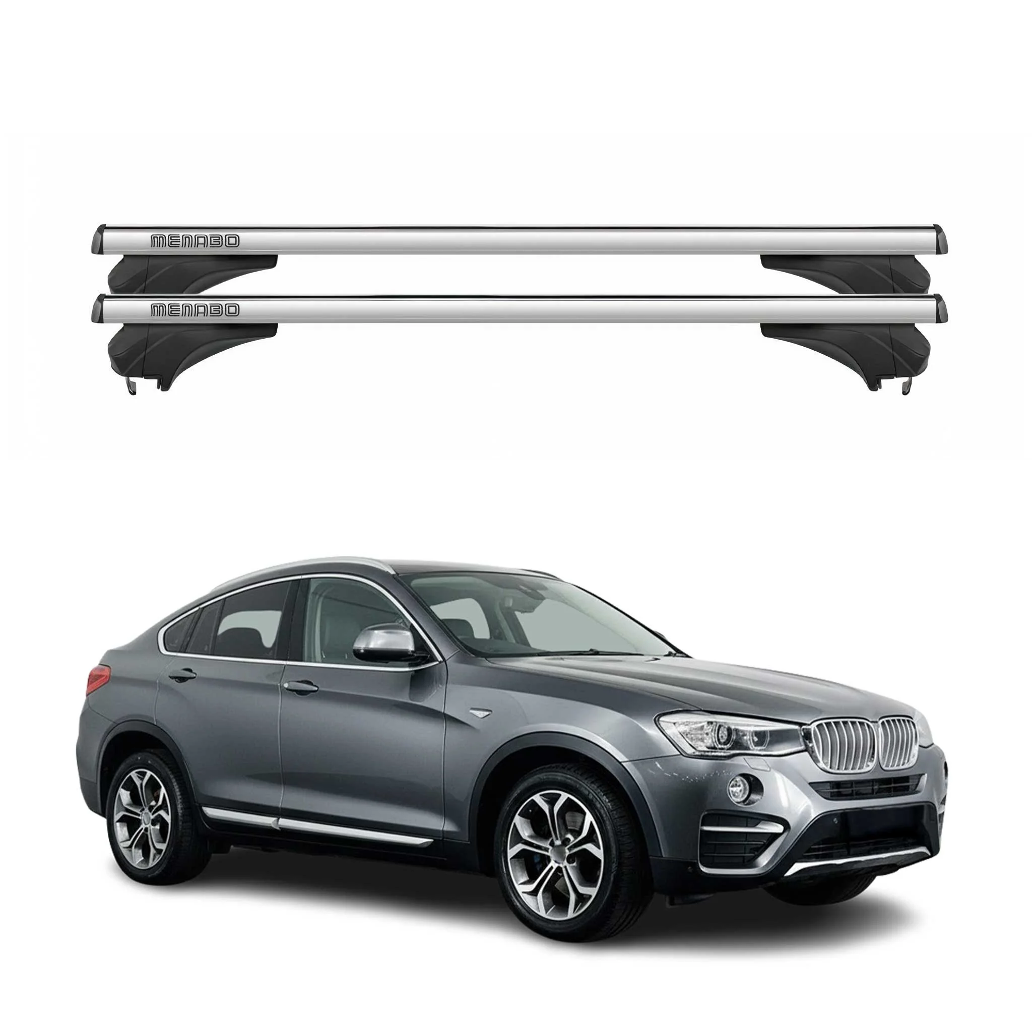 Menabo Dachträger Grundtäger für BMW X4 F26 2014-2018 Aluminium Silber 2 tlg