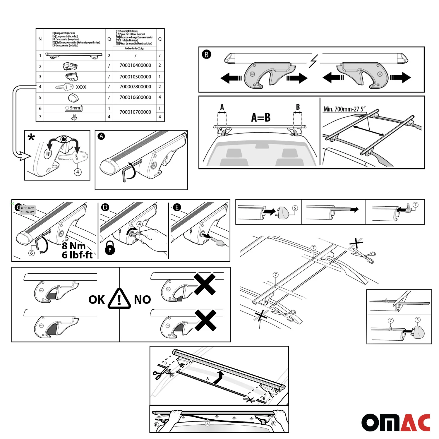 Menabo Dachträger Grundtäger für Chrysler 300C Touring 2005-2011 90kg Alu Silber - Image 6