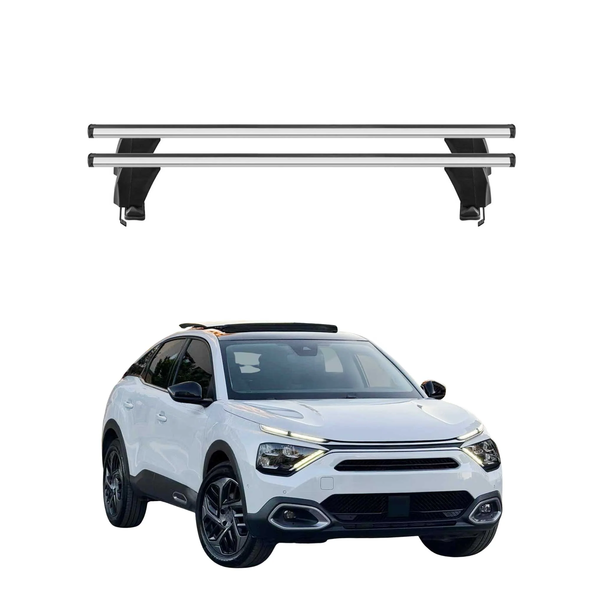 Menabo Dachträger Grundtäger für Citroën C4 mk3 2021-2026 50kg Alu Silber 2 tlg