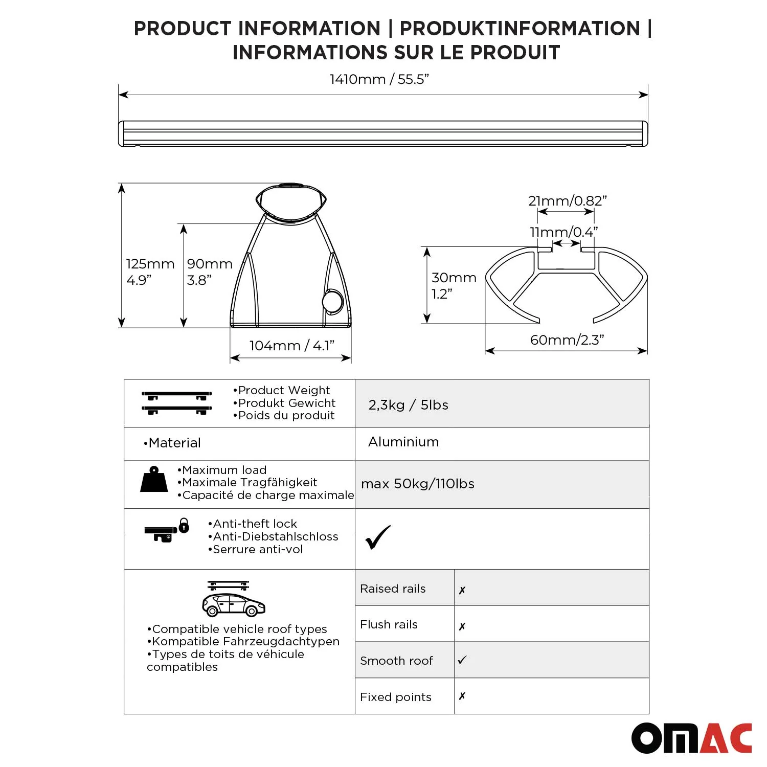 Menabo Dachträger Grundtäger für Dacia Logan mk1 2004-2012 50kg Alu Silber 2 tlg - Image 4