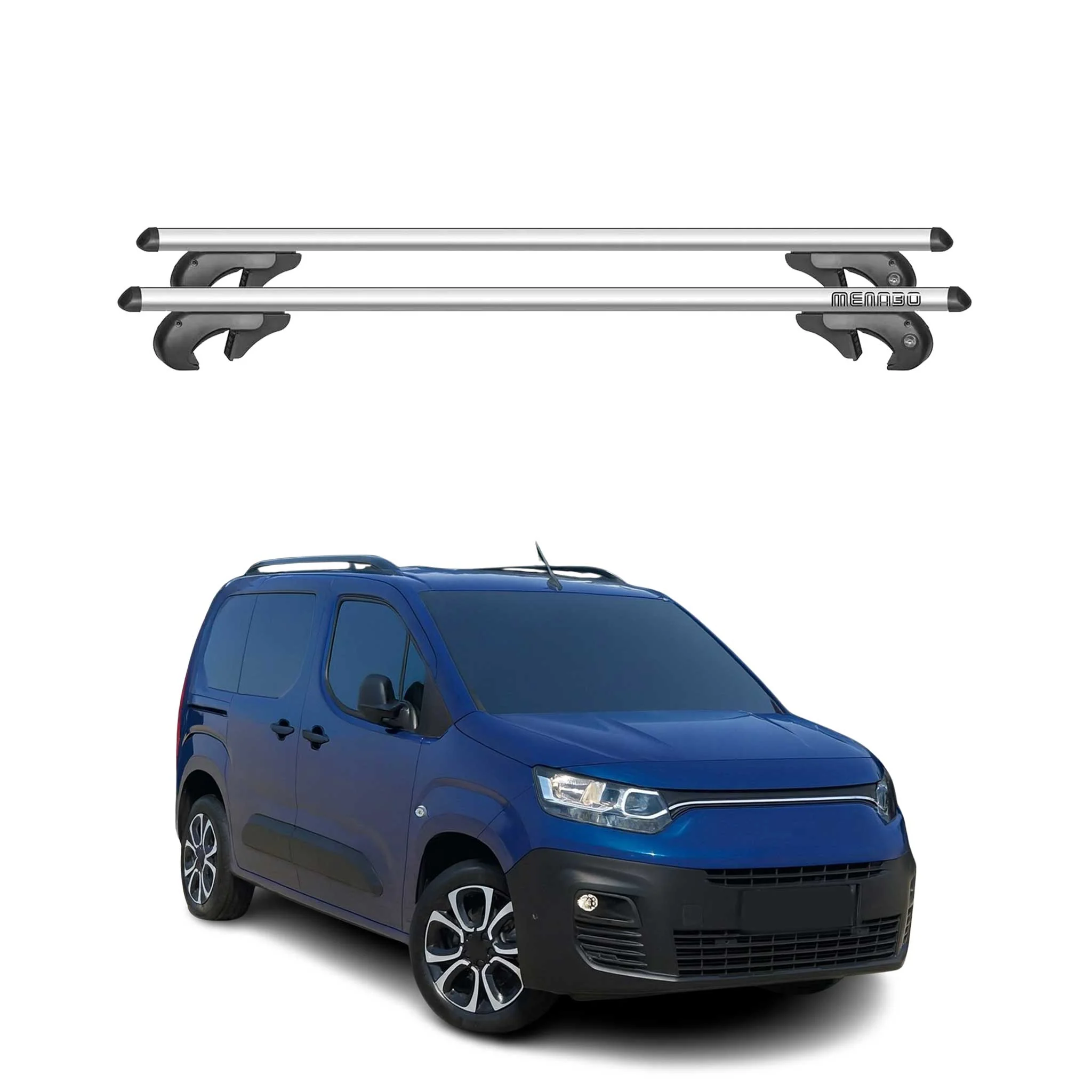 Menabo Dachträger Grundtäger für Fiat Doblo 2022-2026 90kg Alu Silber 2 tlg