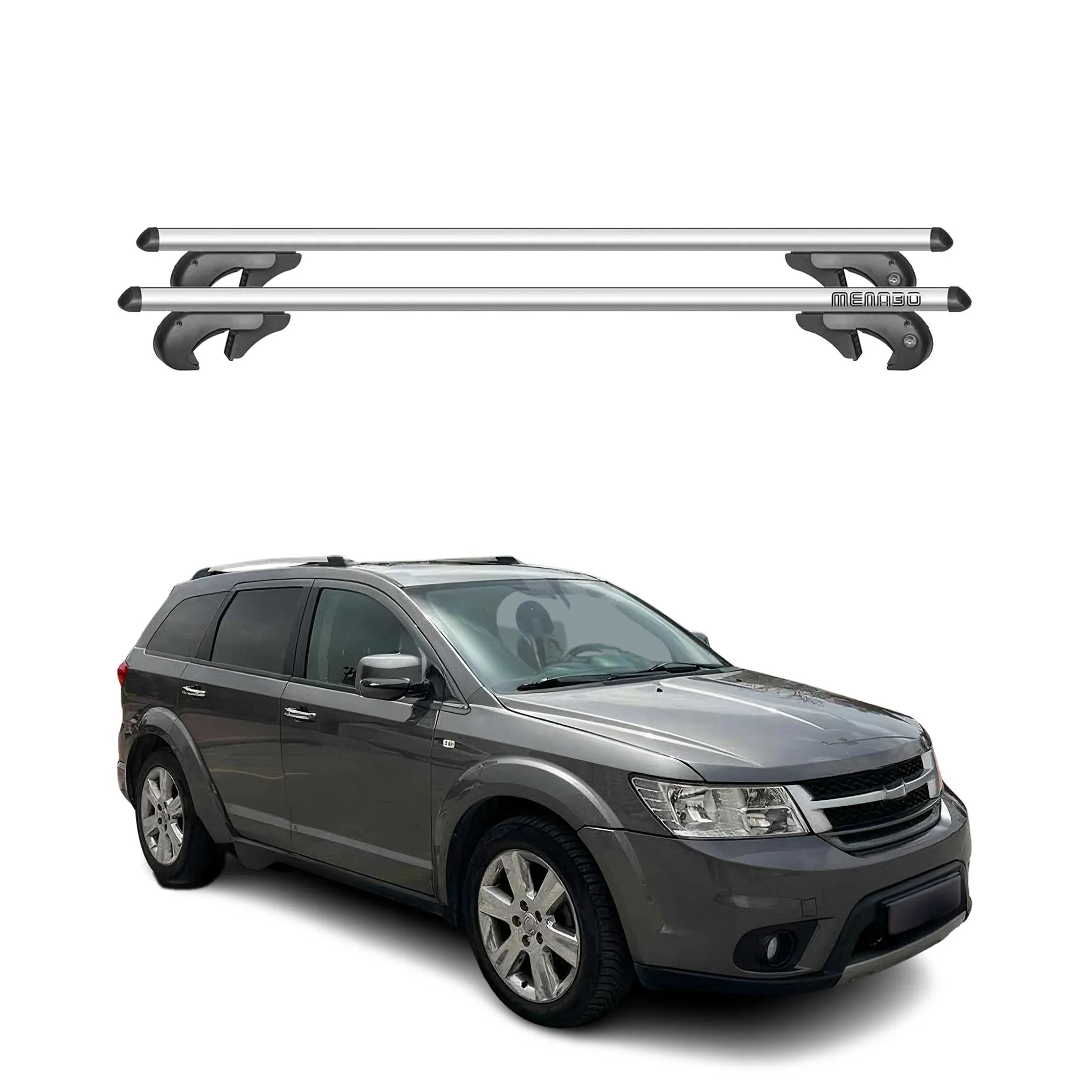 Menabo Dachträger Grundtäger für Fiat Freemont 2011-2016 90kg Alu Silber 2 tlg
