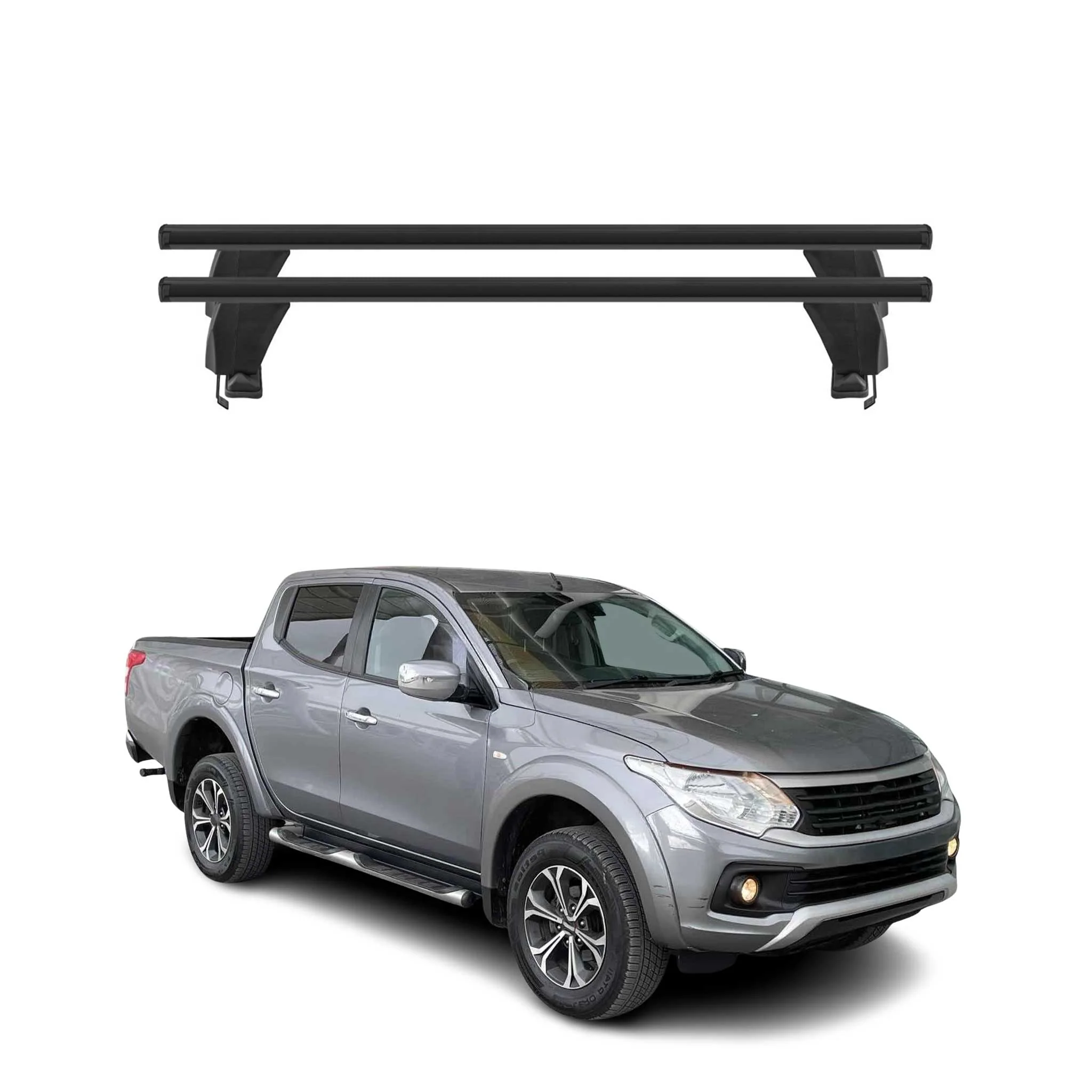 Menabo Dachträger Grundtäger für Fiat Fullback 2016-2019 50kg Alu Schwarz 2 tlg