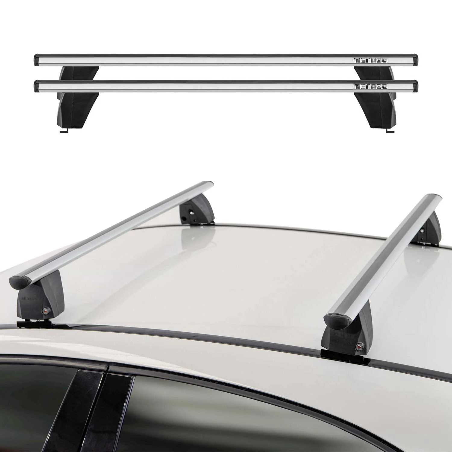 Menabo Dachträger Grundtäger für Fiat Idea 2003-2012 75kg Aluminium Silber 2 tlg - Image 2