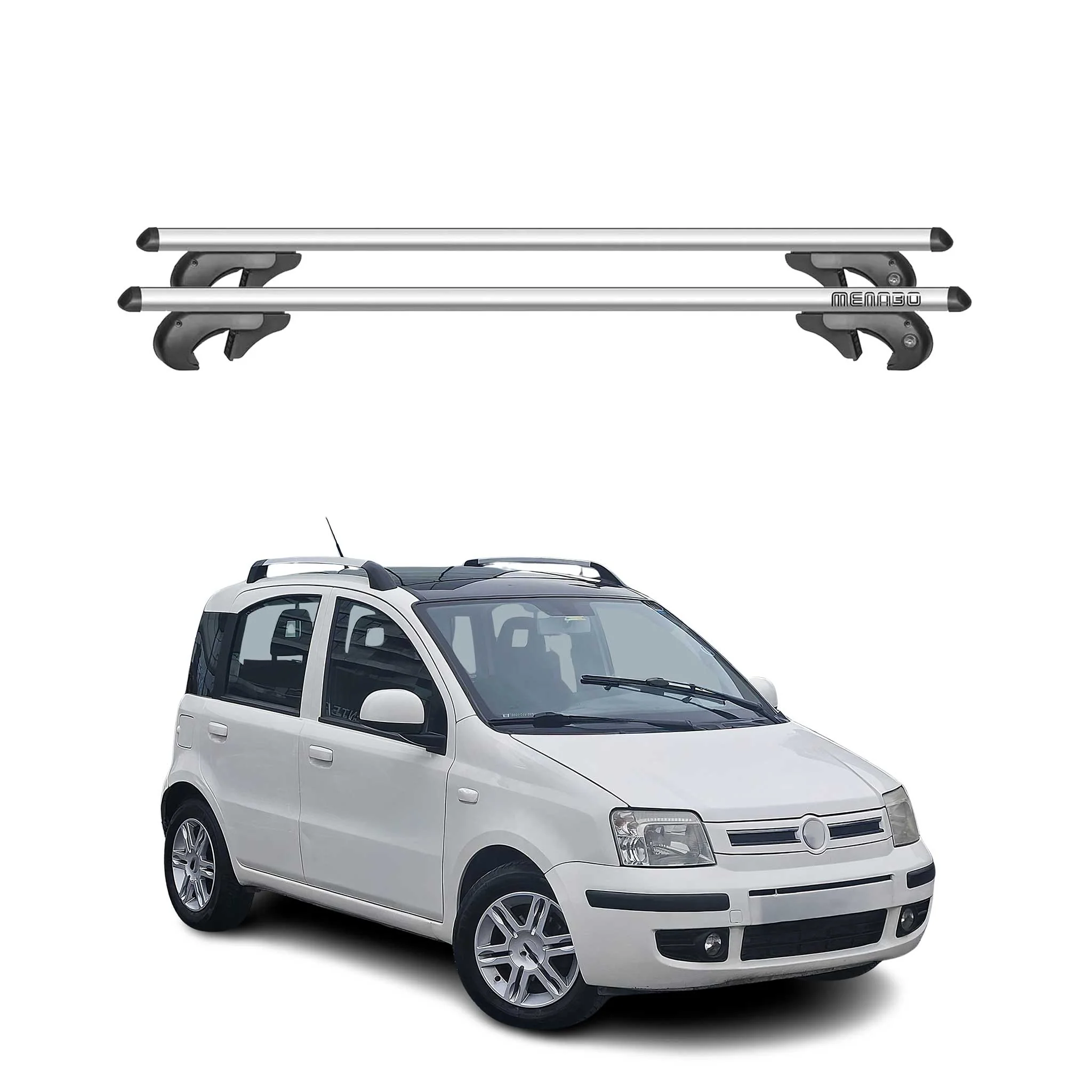 Menabo Dachträger Grundtäger für Fiat Panda Aircross 2014-2020 90kg Alu Grau 2x