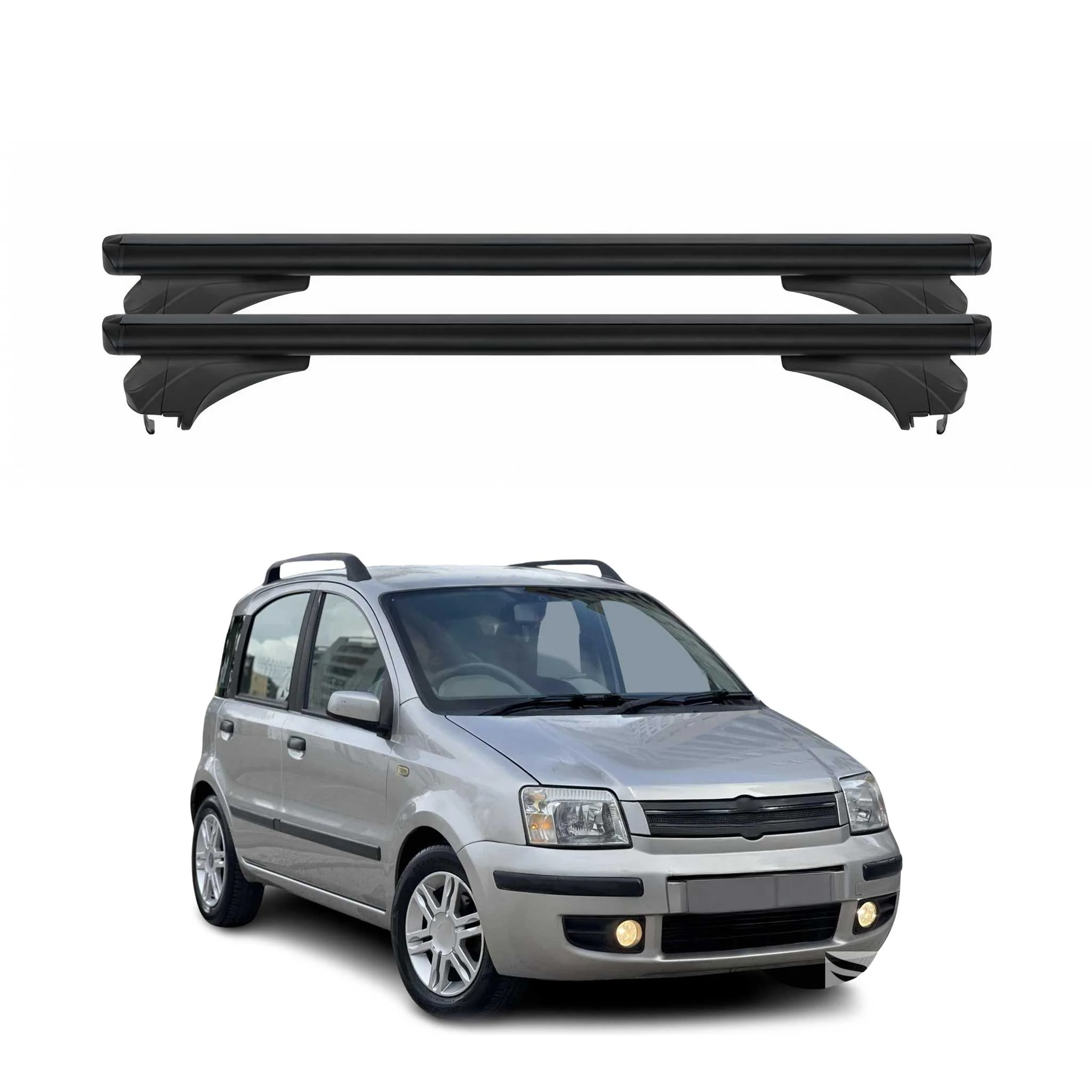 Menabo Dachträger Grundtäger für Fiat Panda II 169 2003-2012 Alu Schwarz 2 tlg
