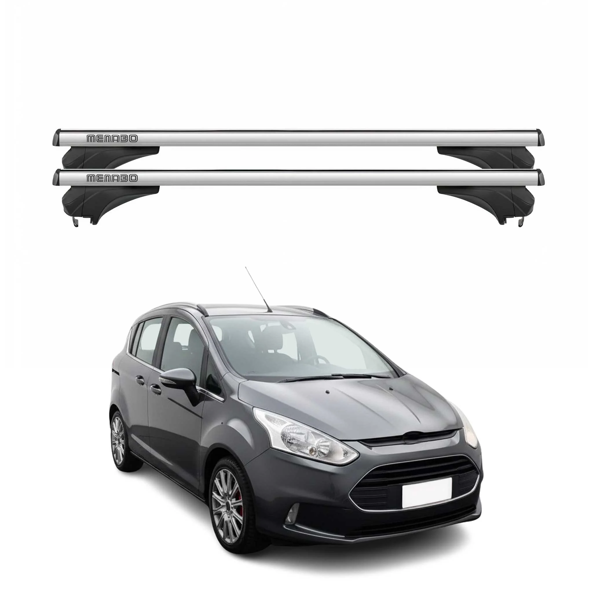 Menabo Dachträger Grundtäger für Ford B-Max 2012-2018 Aluminium Silber 2 tlg