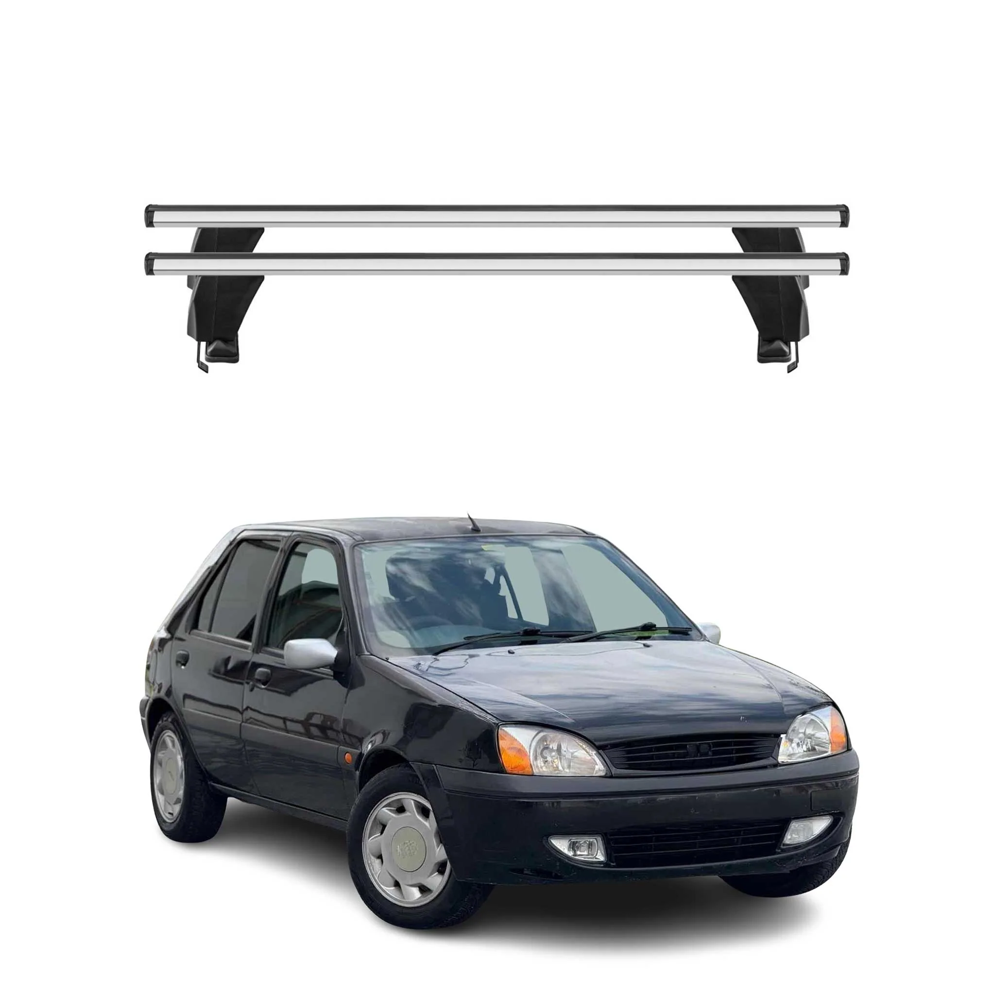 Menabo Dachträger Grundtäger für Ford Fiesta 1995-2002 50kg Alu Silber 2 tlg