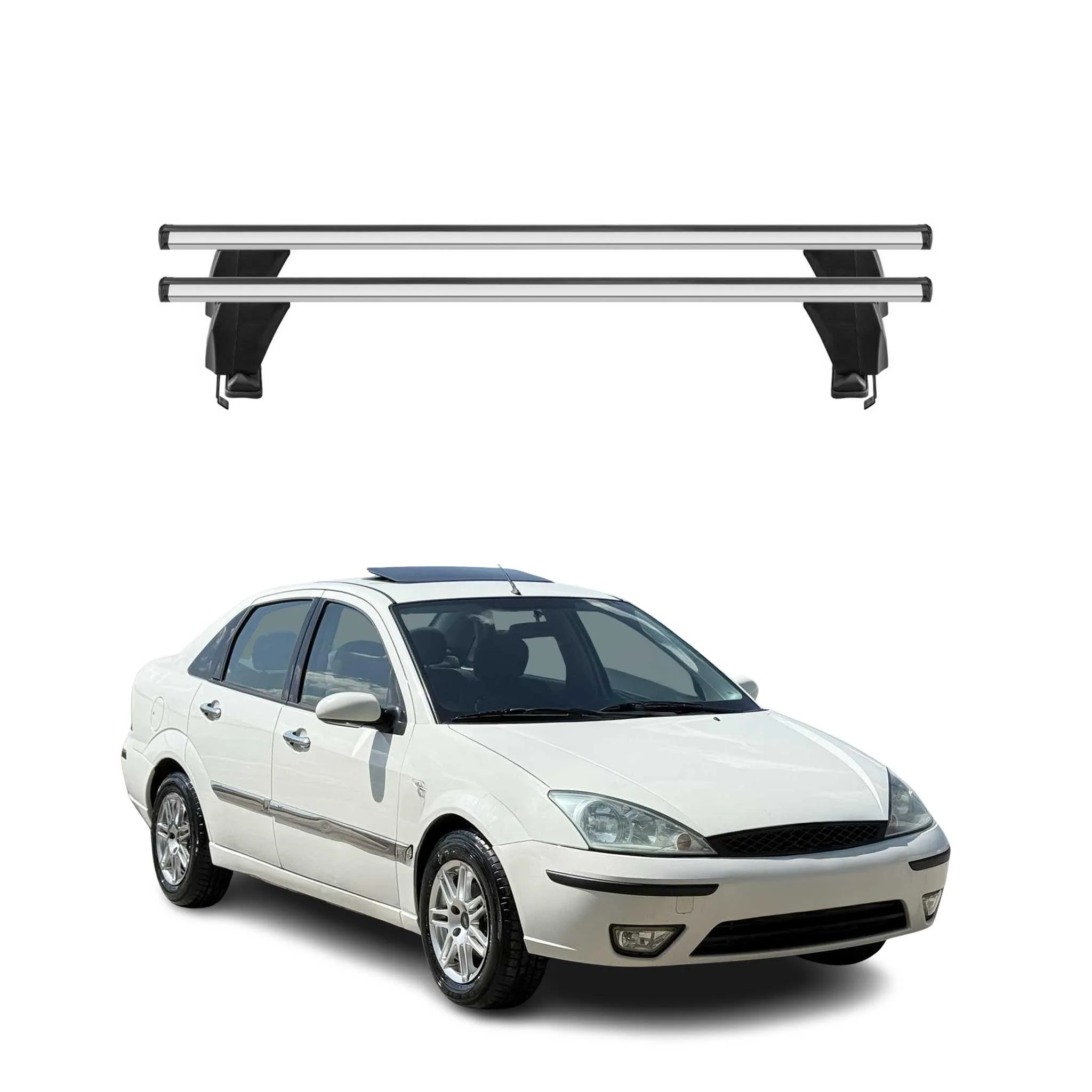 Menabo Dachträger Grundtäger für Ford Focus 1998-2004 50kg Alu Silber 2 tlg