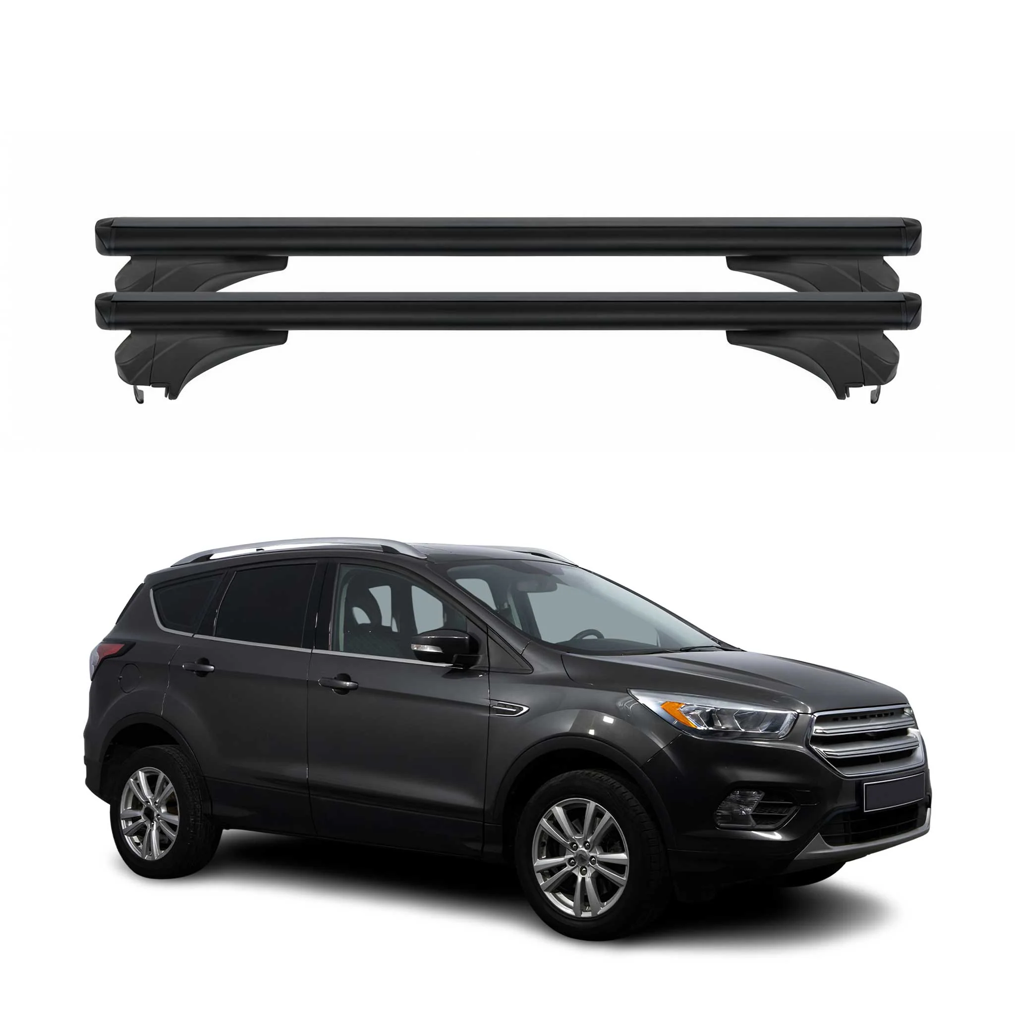 Menabo Dachträger Grundtäger für Ford Kuga II 2012-2019 Aluminium Schwarz 2 tlg