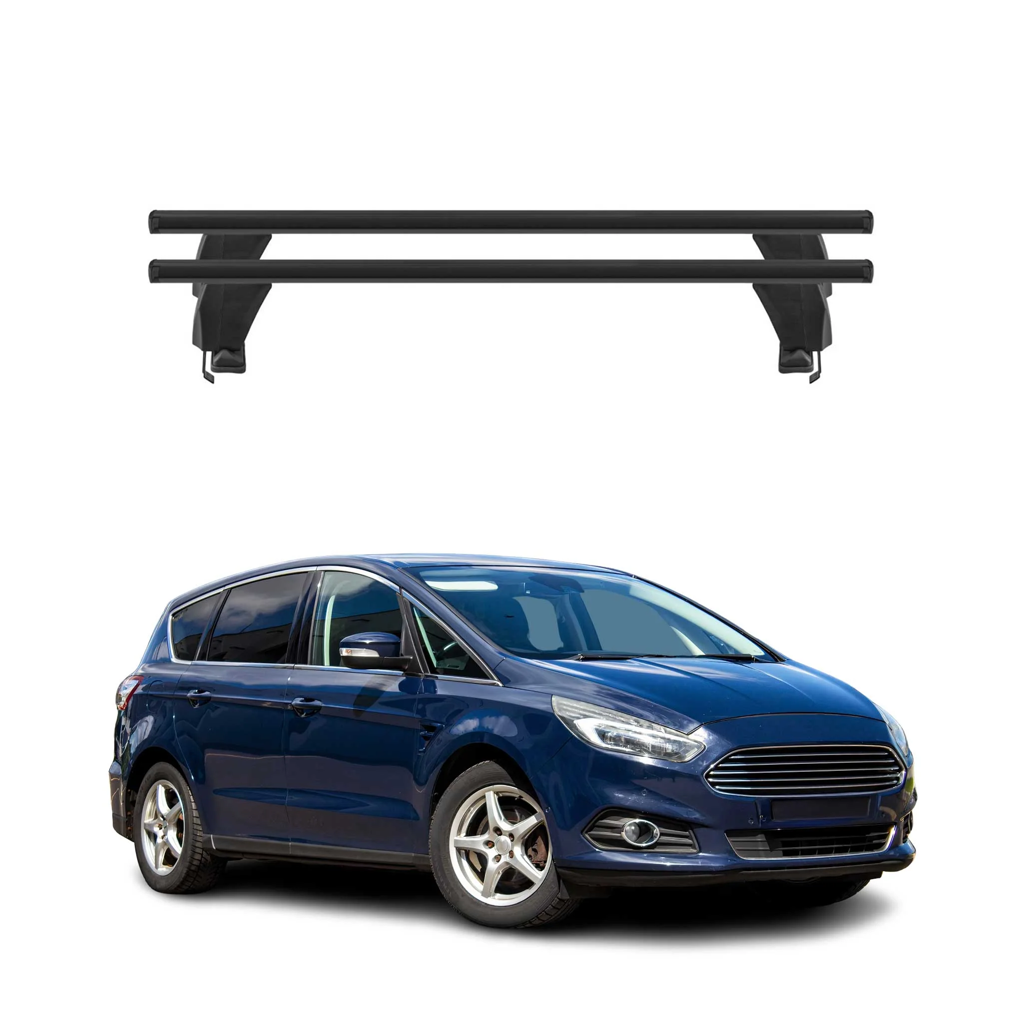 Menabo Dachträger Grundtäger für Ford S-Max 2015-2019 50kg Alu Schwarz 2 tlg