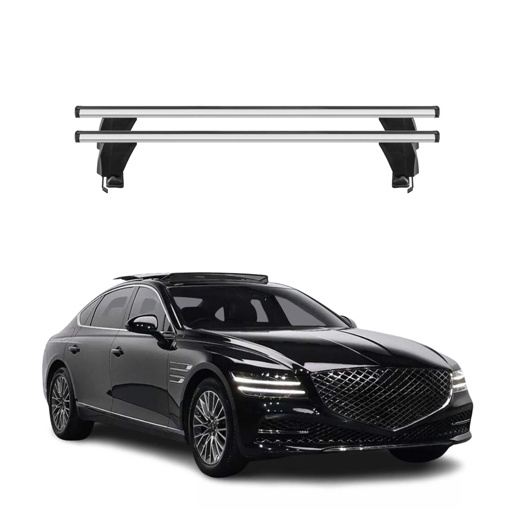 Menabo Dachträger Grundtäger für Genesis G80 2017-2026 50kg Alu Silber 2 tlg